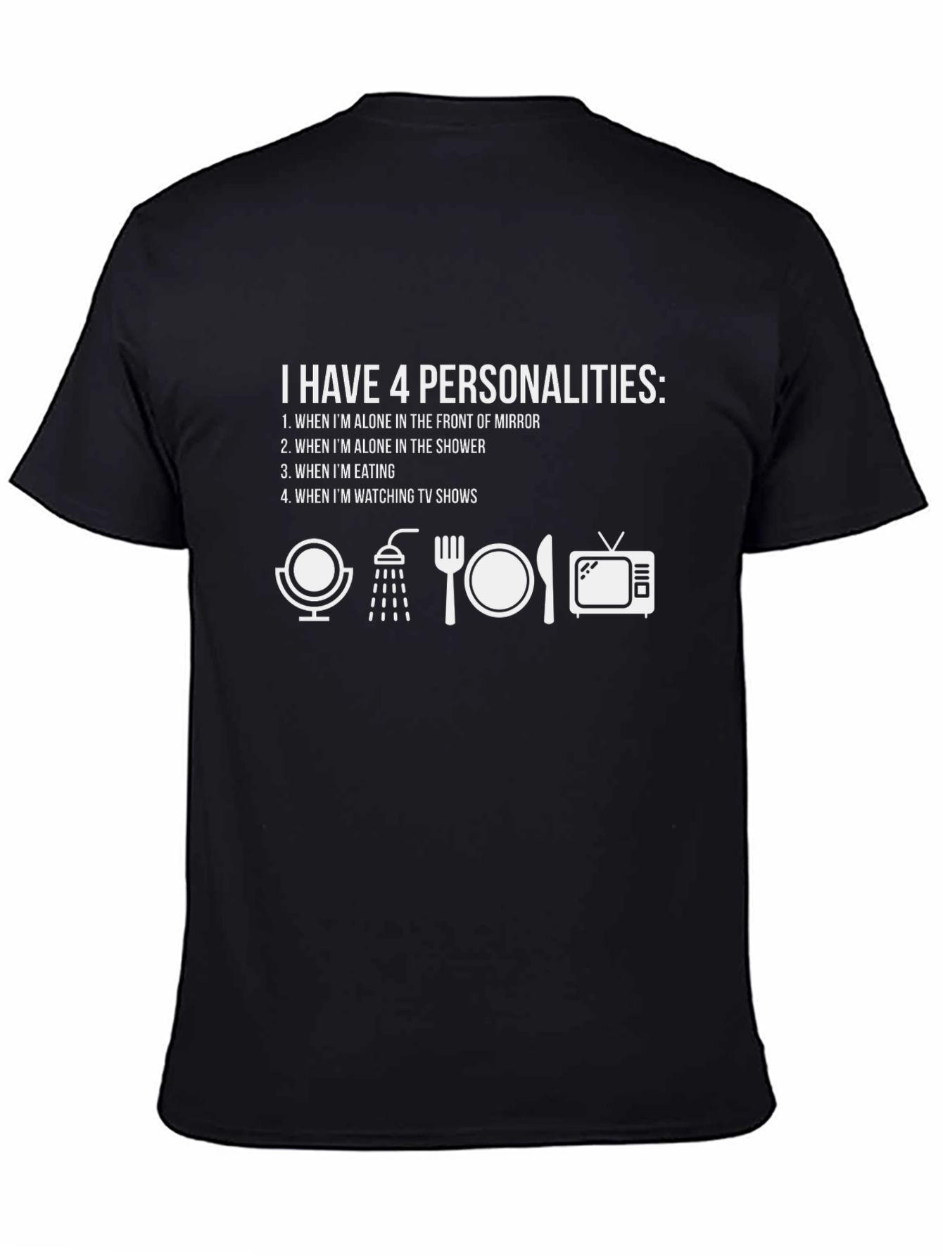 Black 4 Personalities Funny Graphic Tee - Black view 4