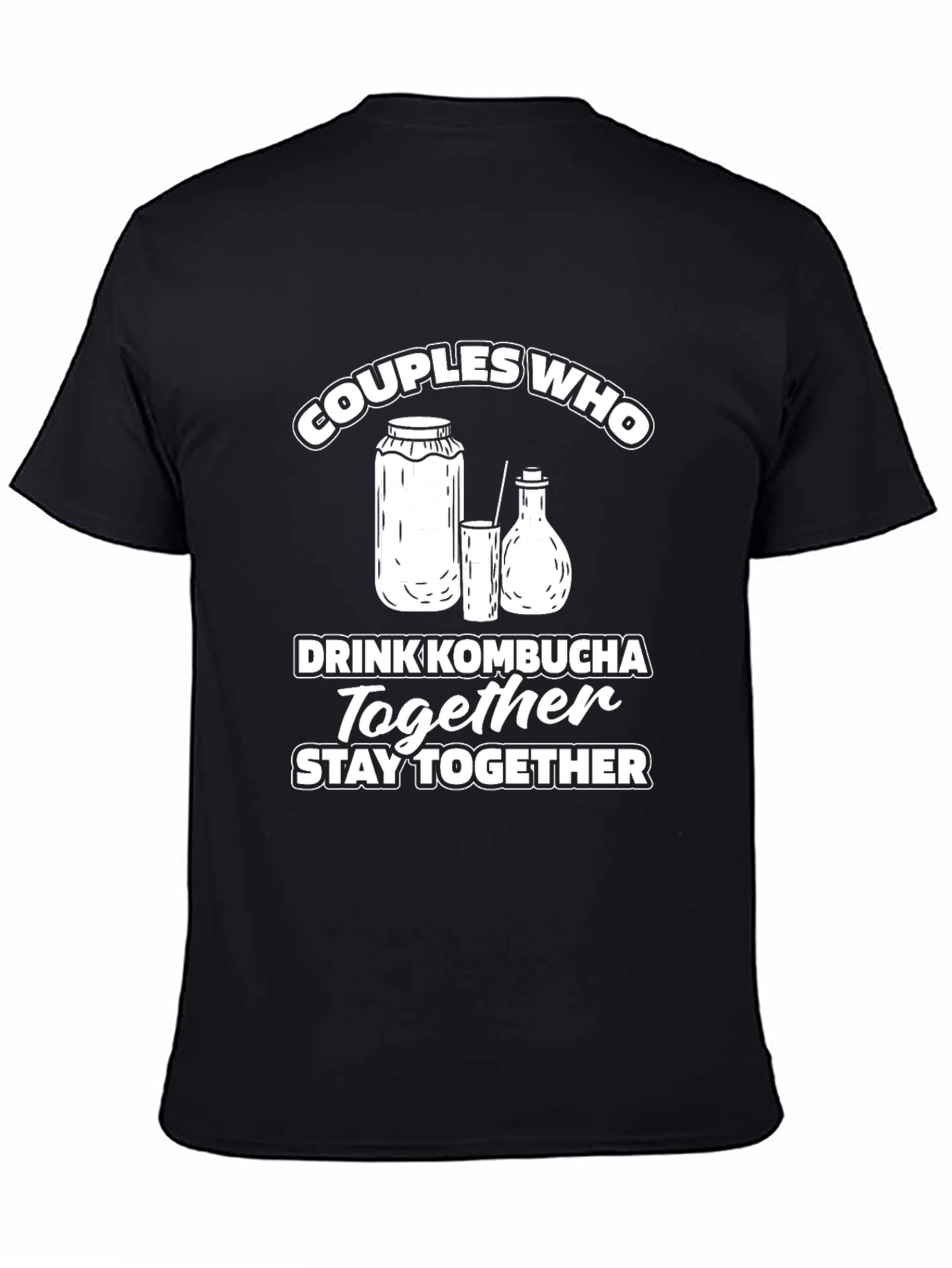 Black Couples Who Drink Kombucha T-Shirt - Black view 4