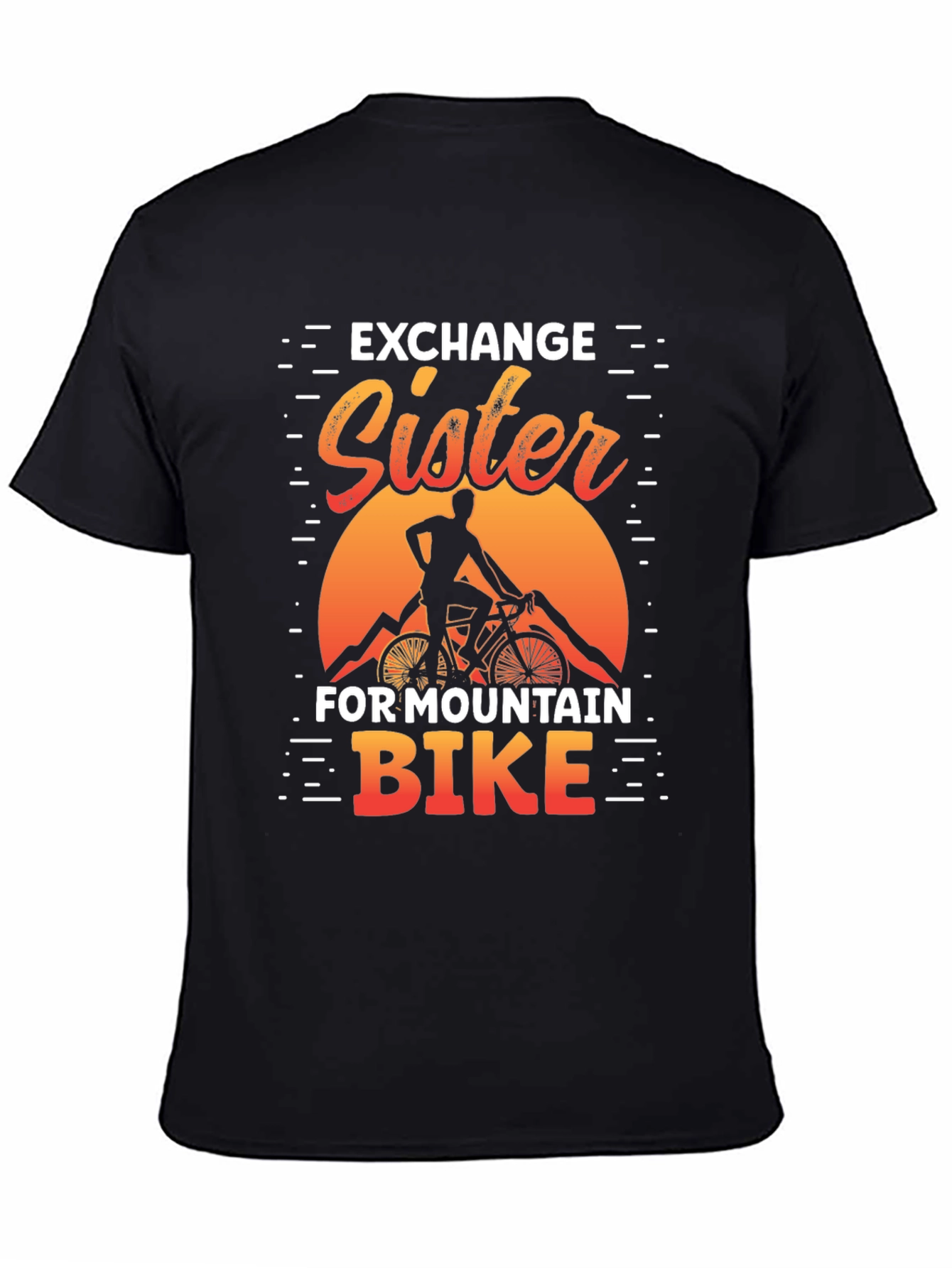 Black Exchange Sister For Mountain Bike Graphic Tee view 4