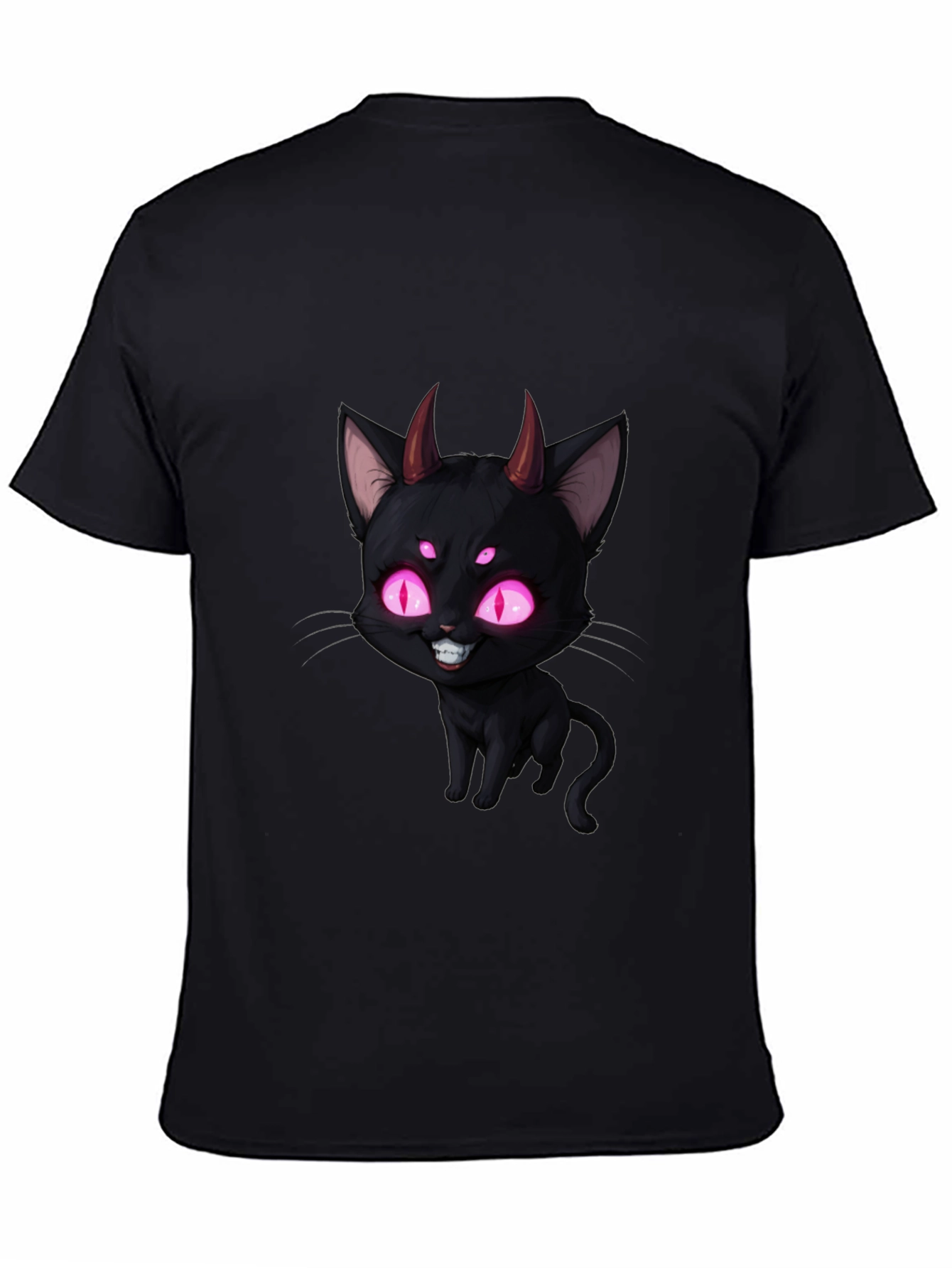 Black Devil Cat Graphic T-Shirt - Black view 4