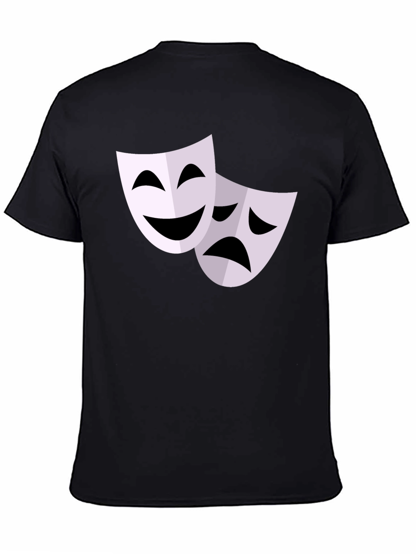 Black Comedy Tragedy Mask Graphic T-Shirt - Black view 4