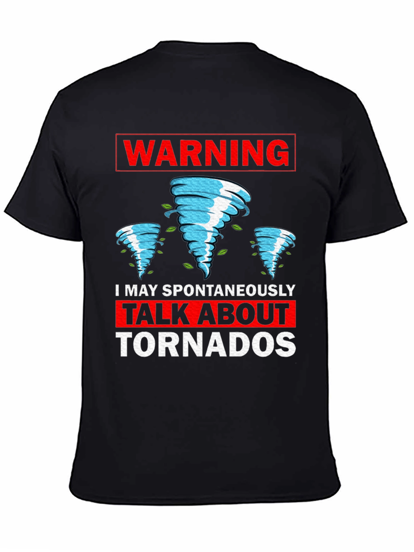 Black Warning Tornado T-Shirt - Funny Weather Tee view 4