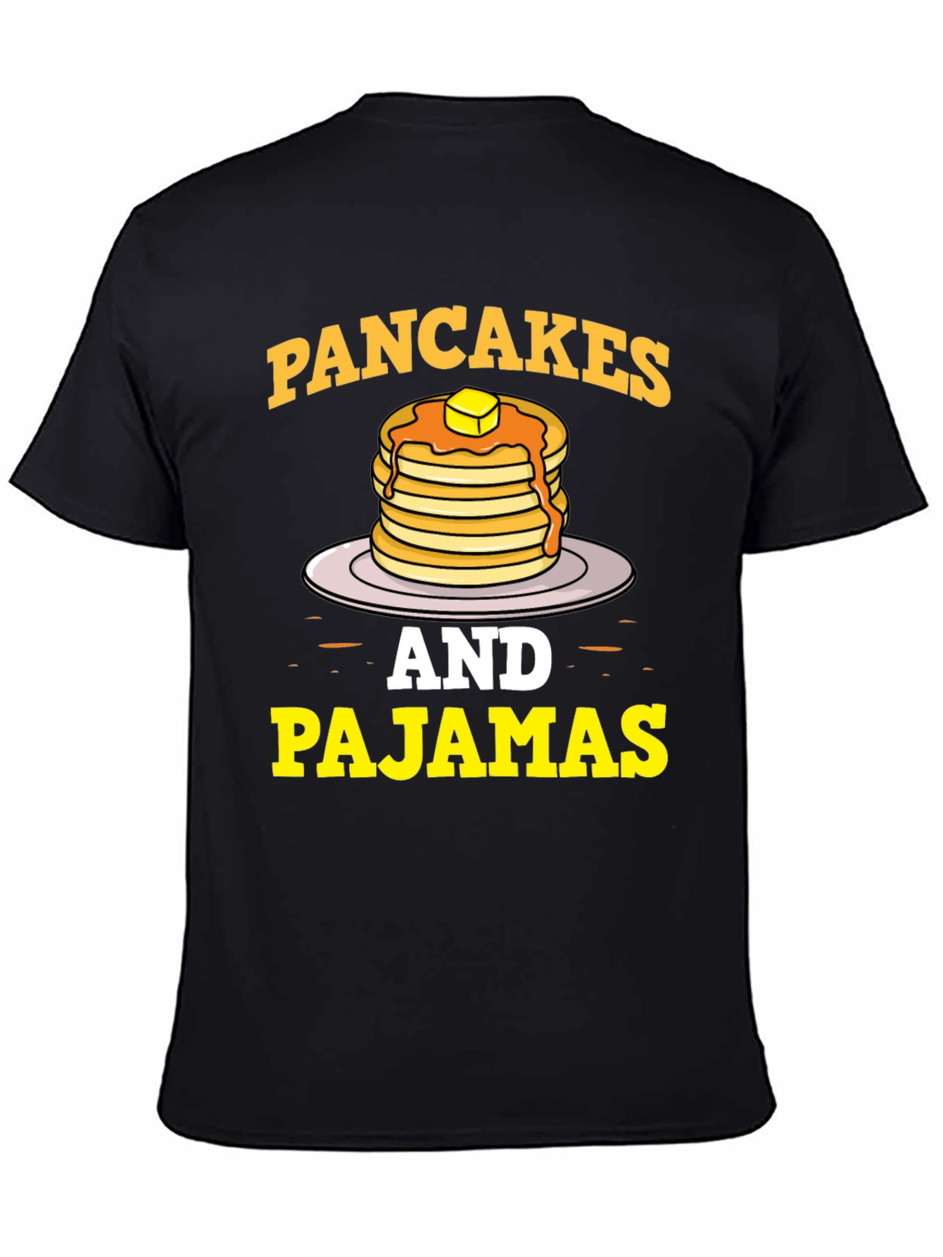 Black Pancakes & Pajamas Graphic Tee - Funny Breakfast Shirt view 4