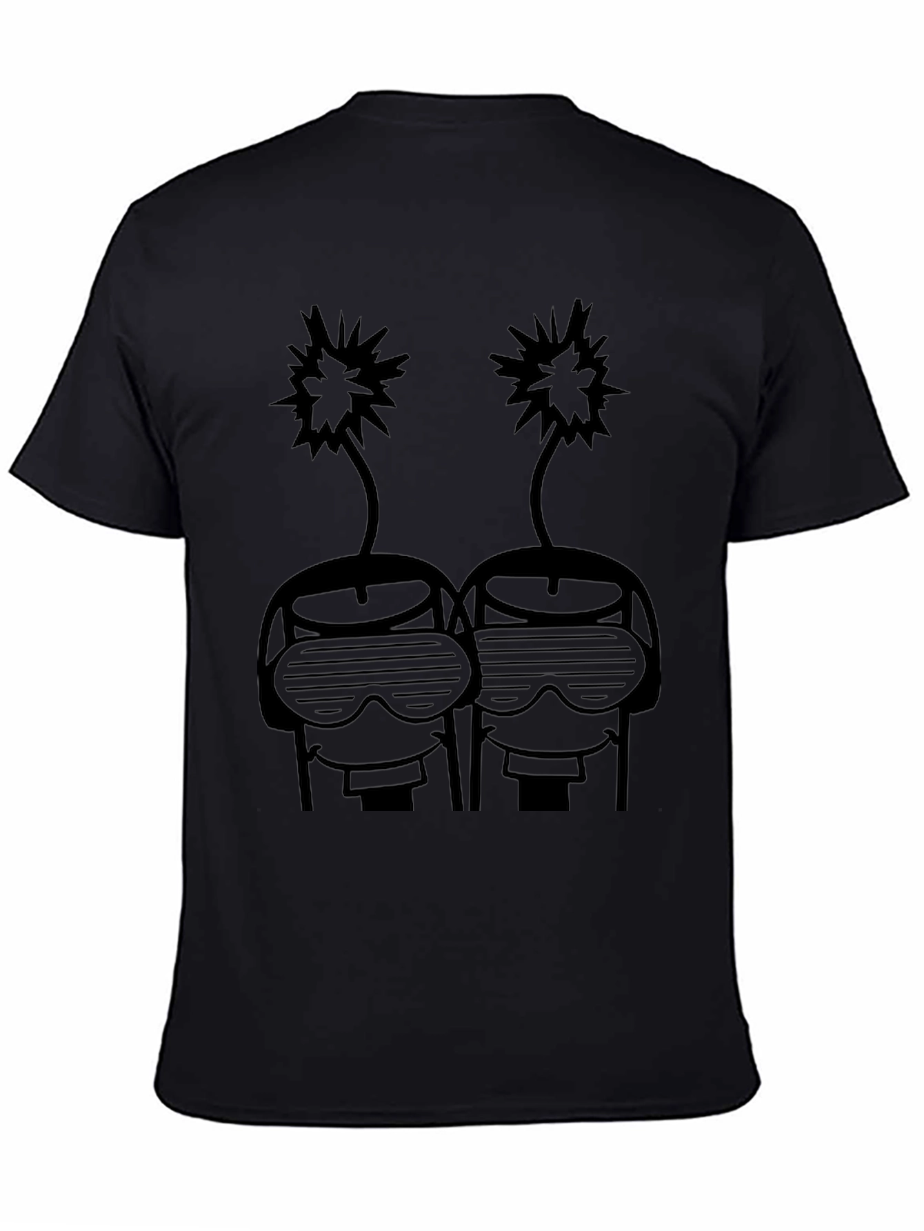 Black Cool Graphic Tee - Retro Robot Head Design view 4