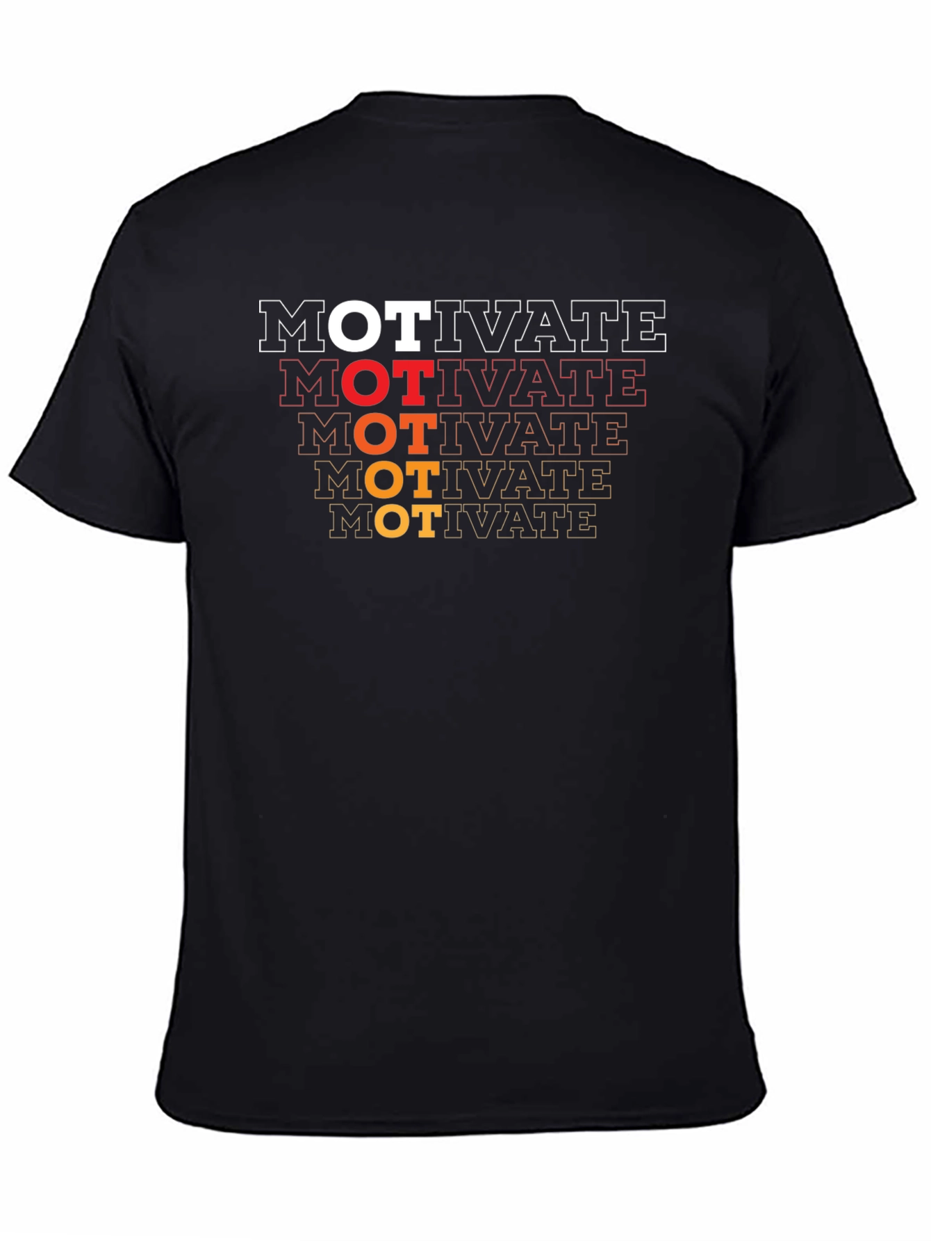 Black Motivate Graphic Print Crew Neck T-Shirt view 4