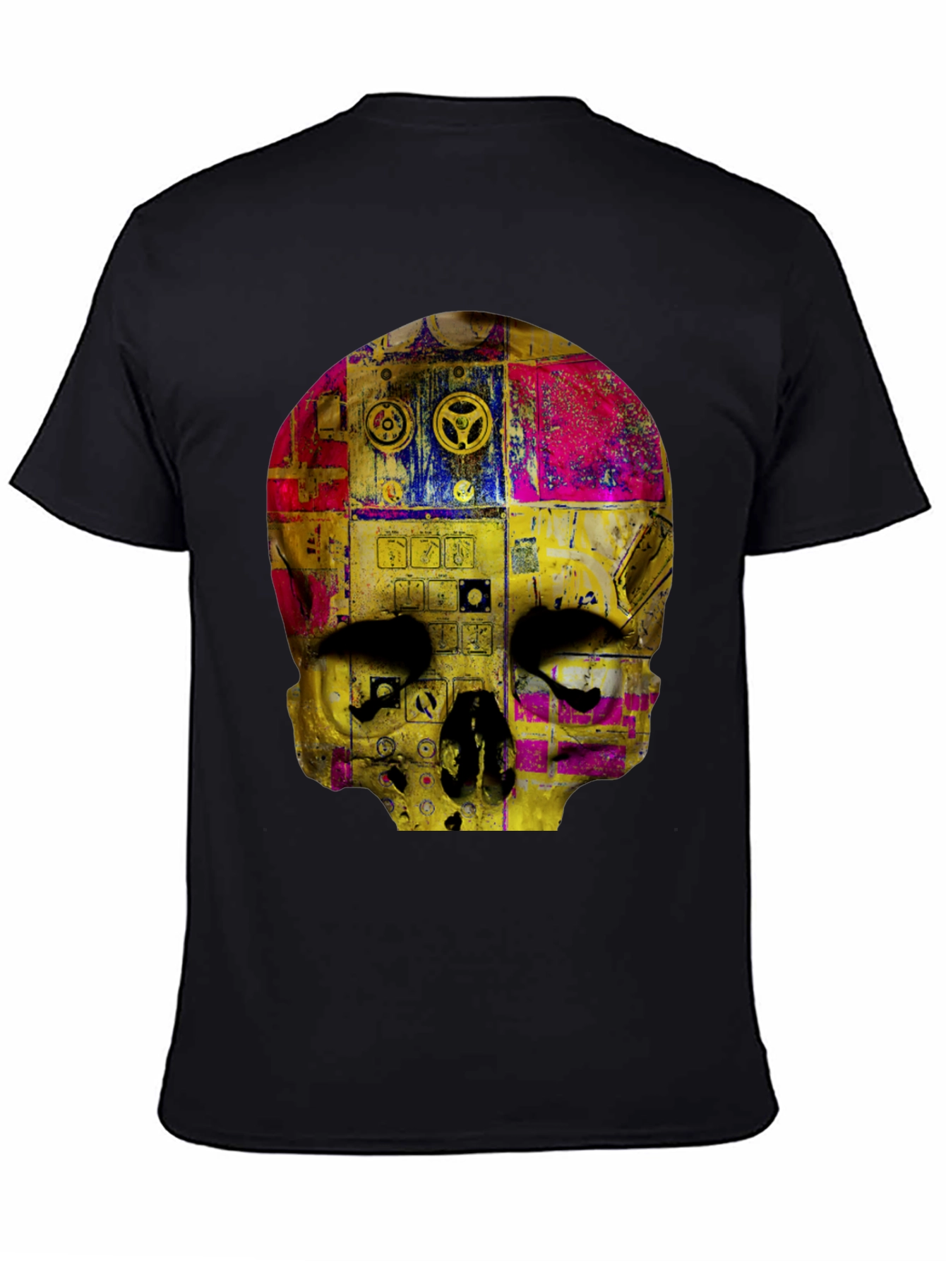 Black Skull Graphic Print Men's T-Shirt view 4