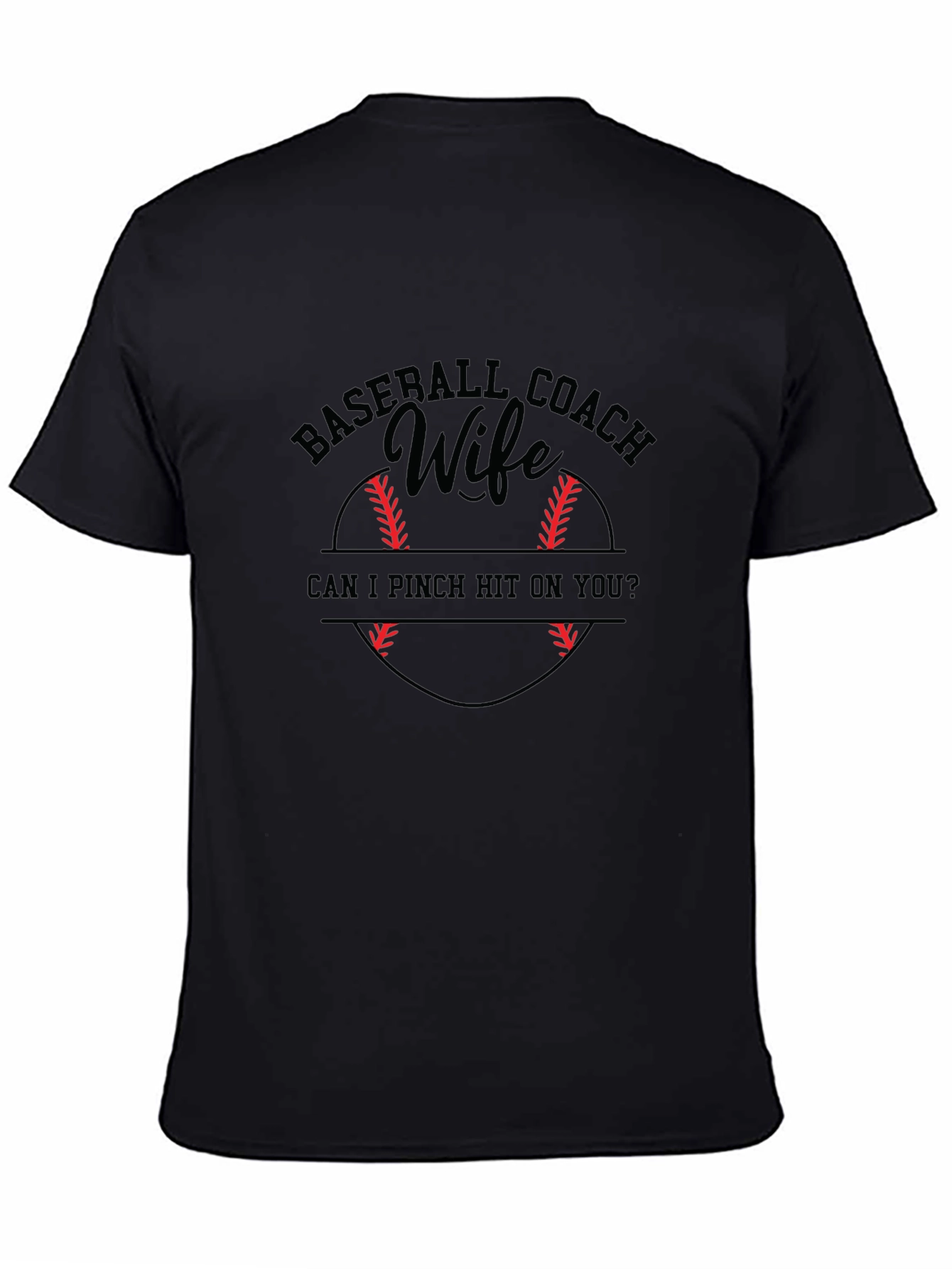 Black Baseball Coach Wife T-Shirt Funny Graphic Tee view 4
