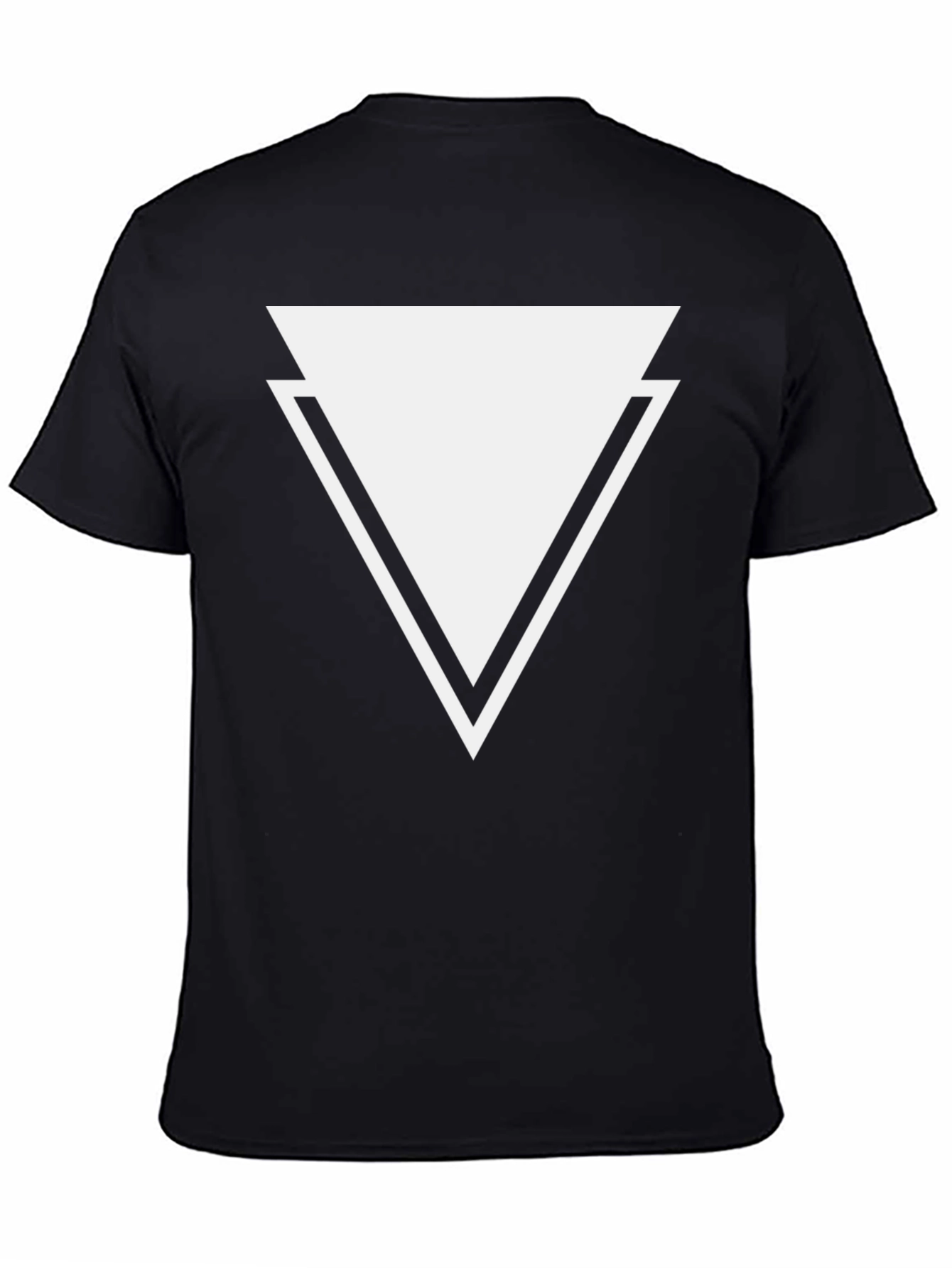 Black Men's Black T-Shirt - Geometric Triangle Design view 4