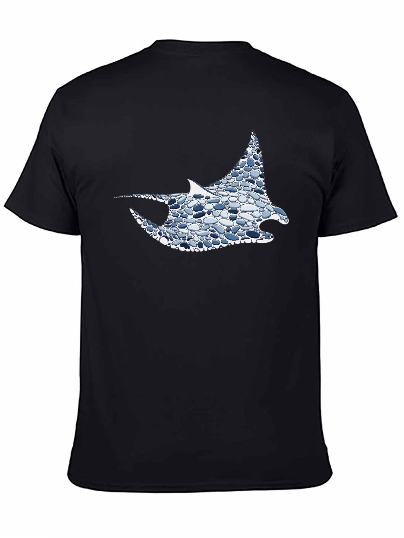 Black Cool Stingray Graphic Tee - Unique Pebble Design view 4