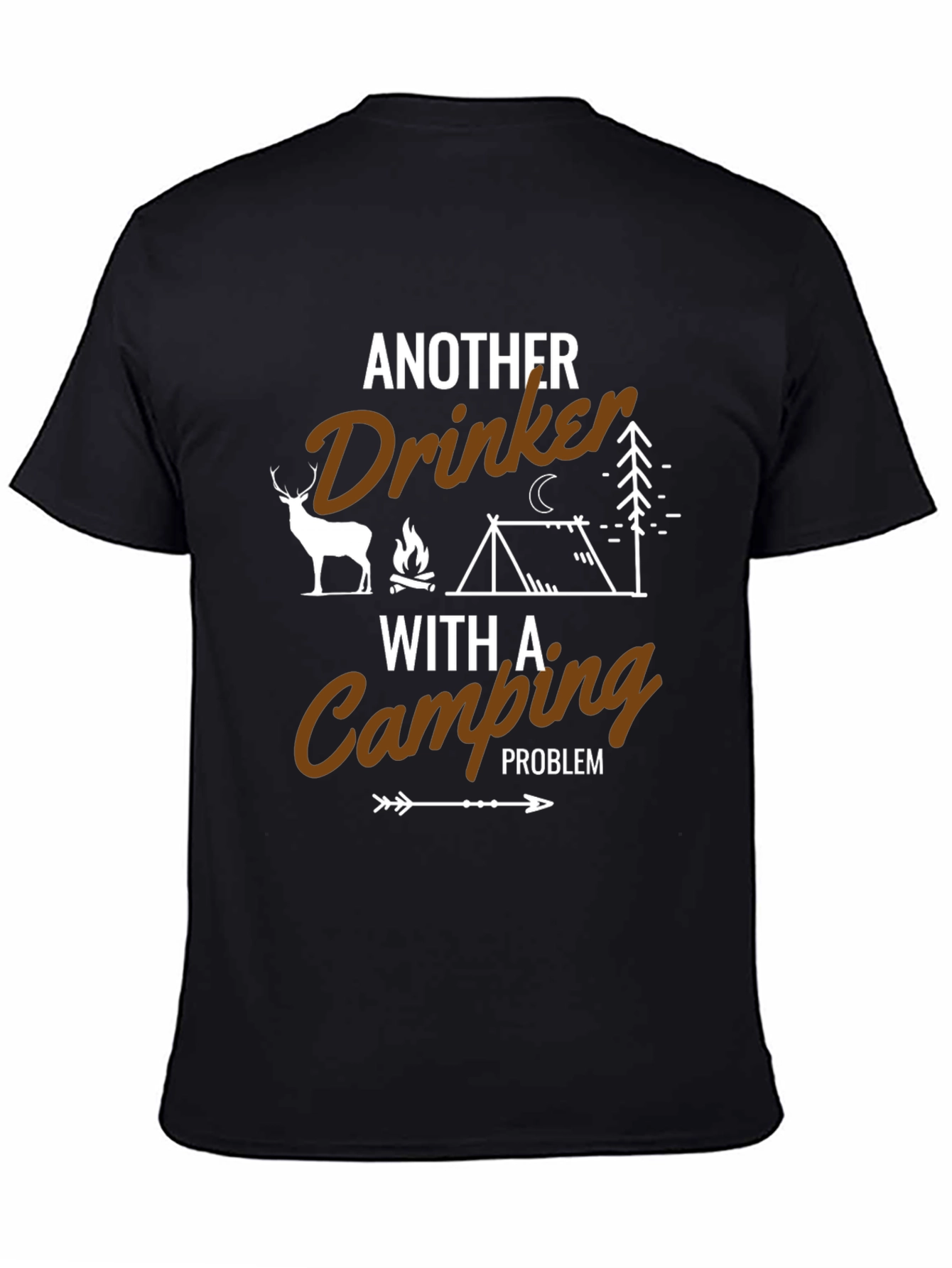 Black Funny Camping Drinker T-Shirt - Outdoor Adventure Tee view 4