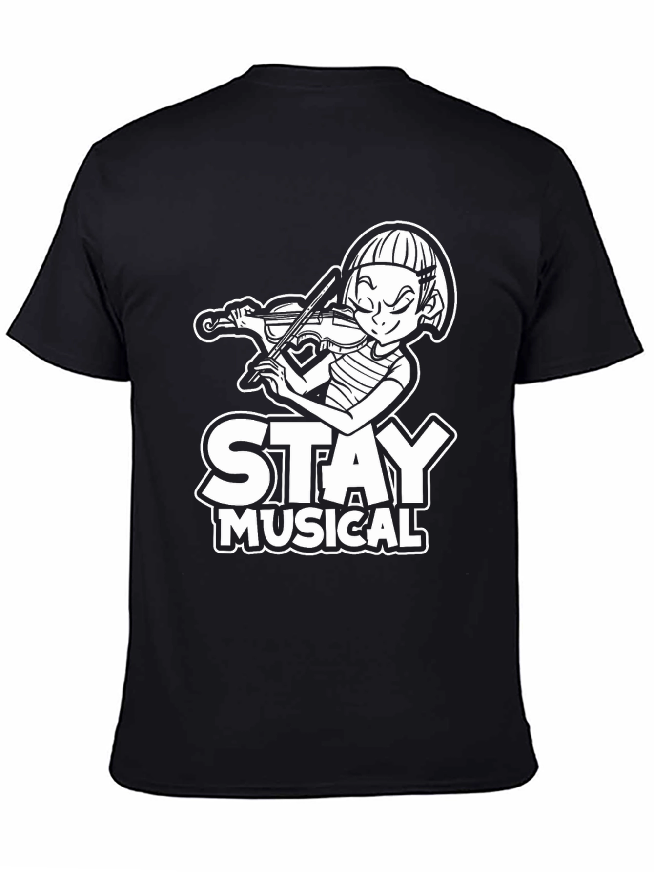 Black Stay Musical Black T-Shirt for Music Lovers view 4