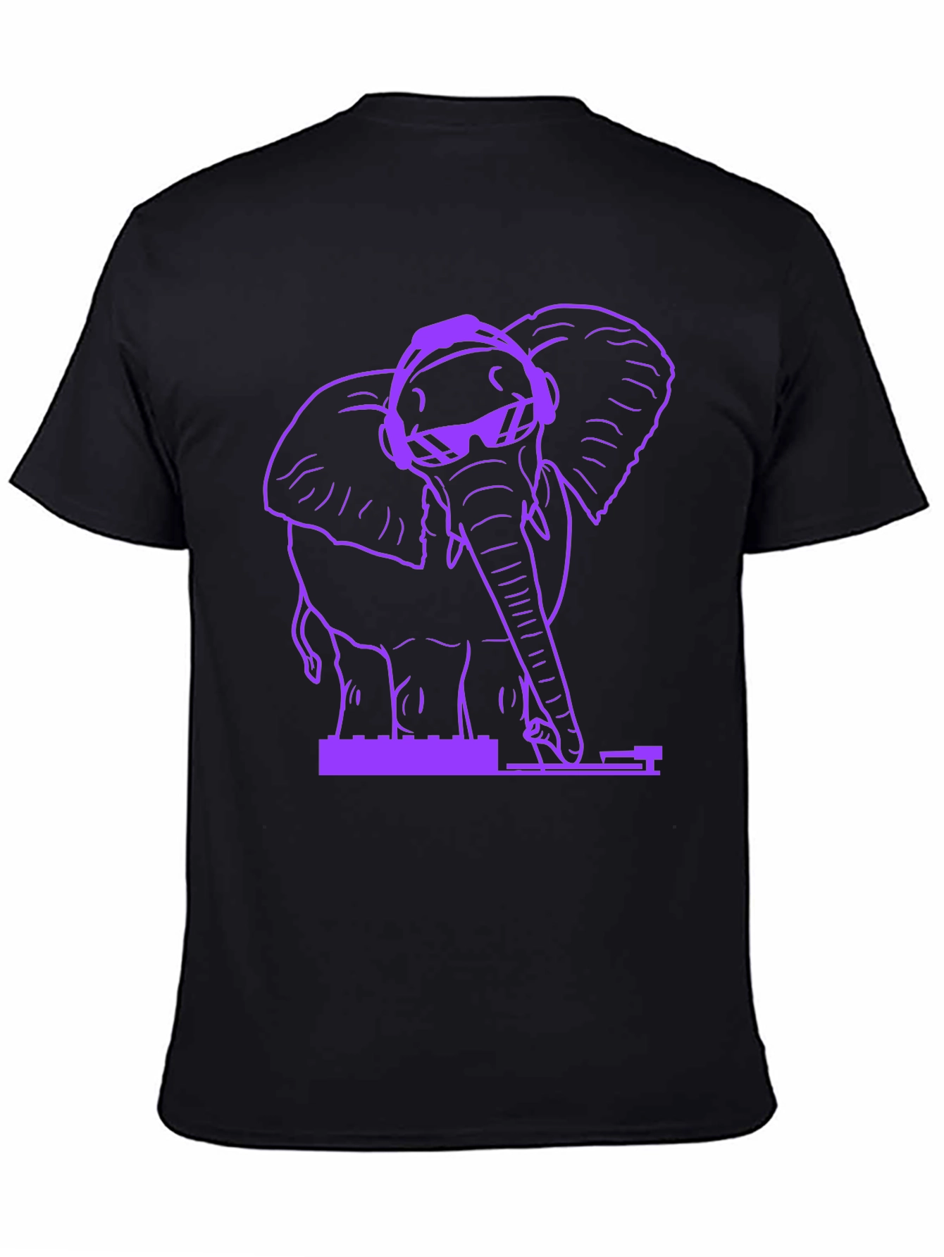 Black DJ Elephant Graphic T-Shirt - Black view 4