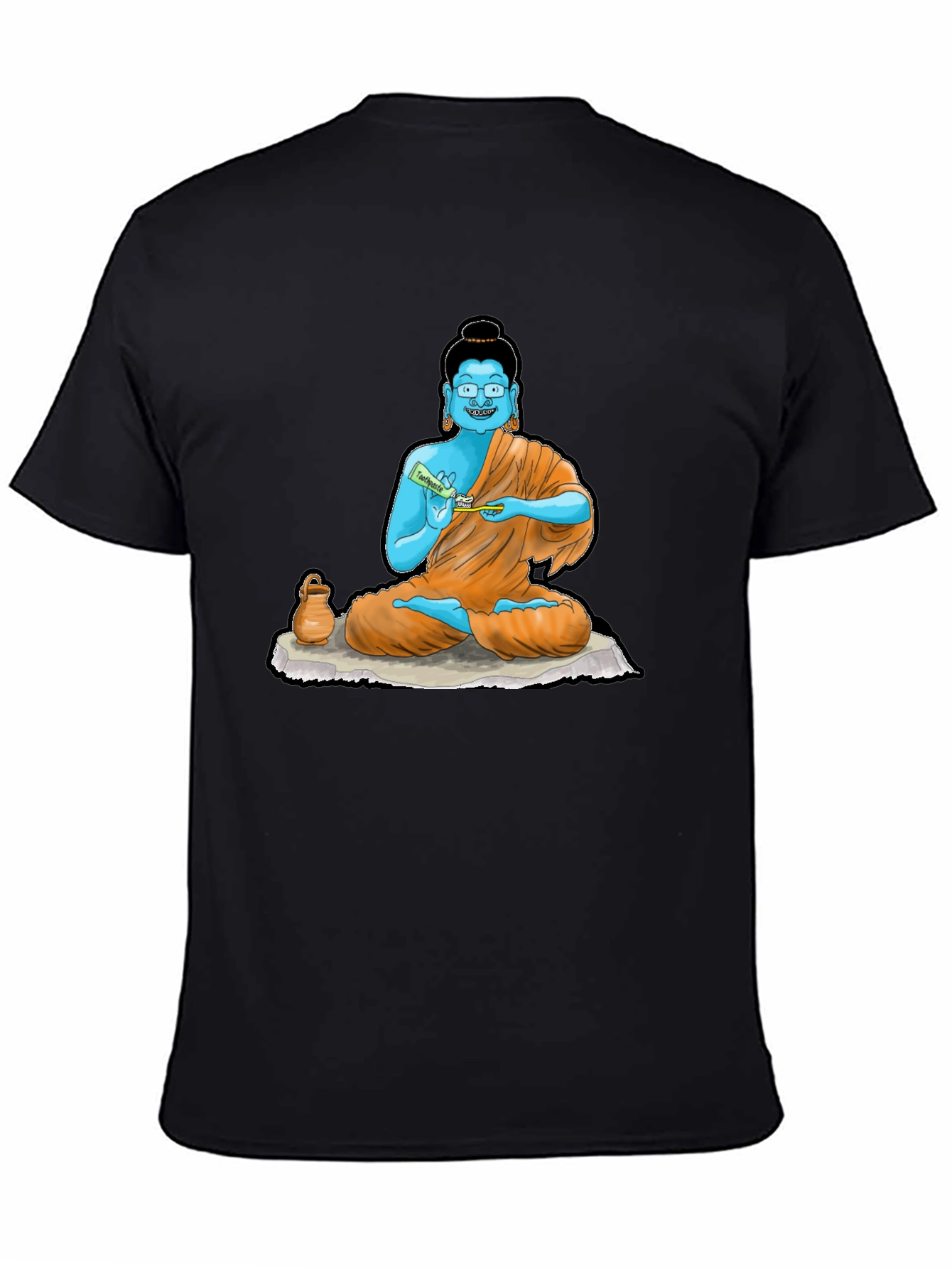 Black Buddha Toothpaste Graphic Tee - Unique Design view 4
