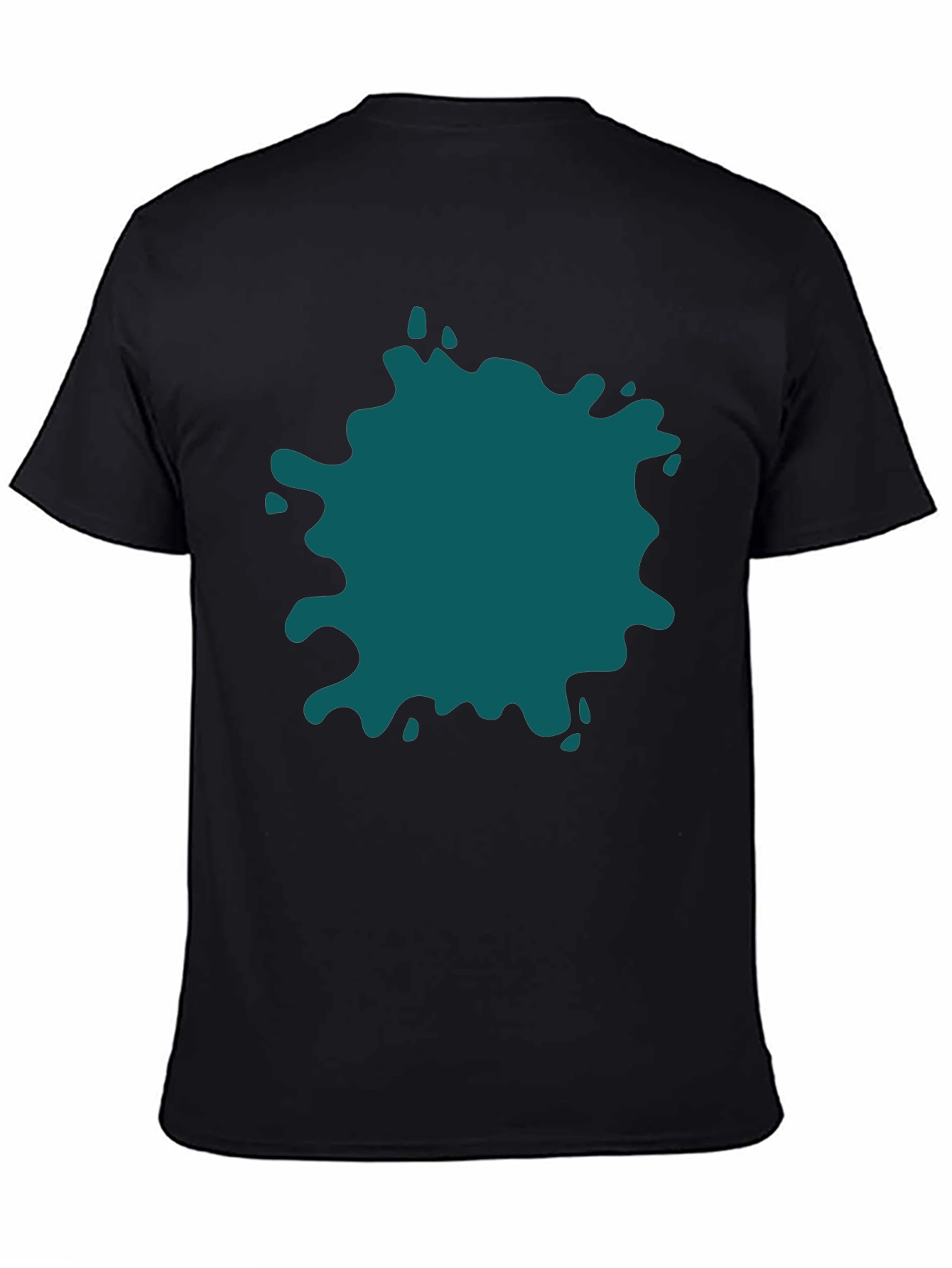 Black Bold Teal Splatter Black T-Shirt - Unique Design view 4