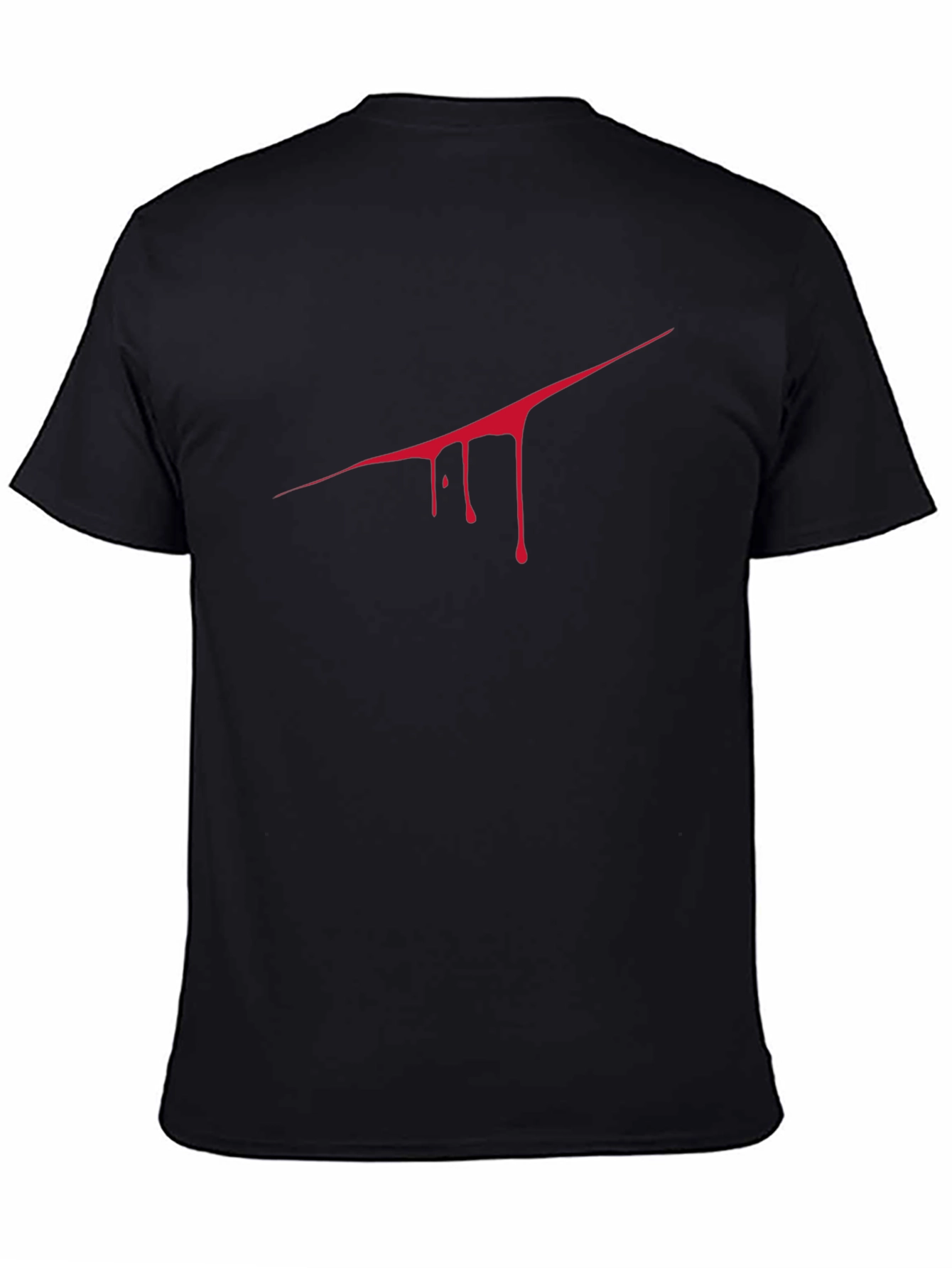 Black Men's Black Tee with Graphic Red Slash view 4