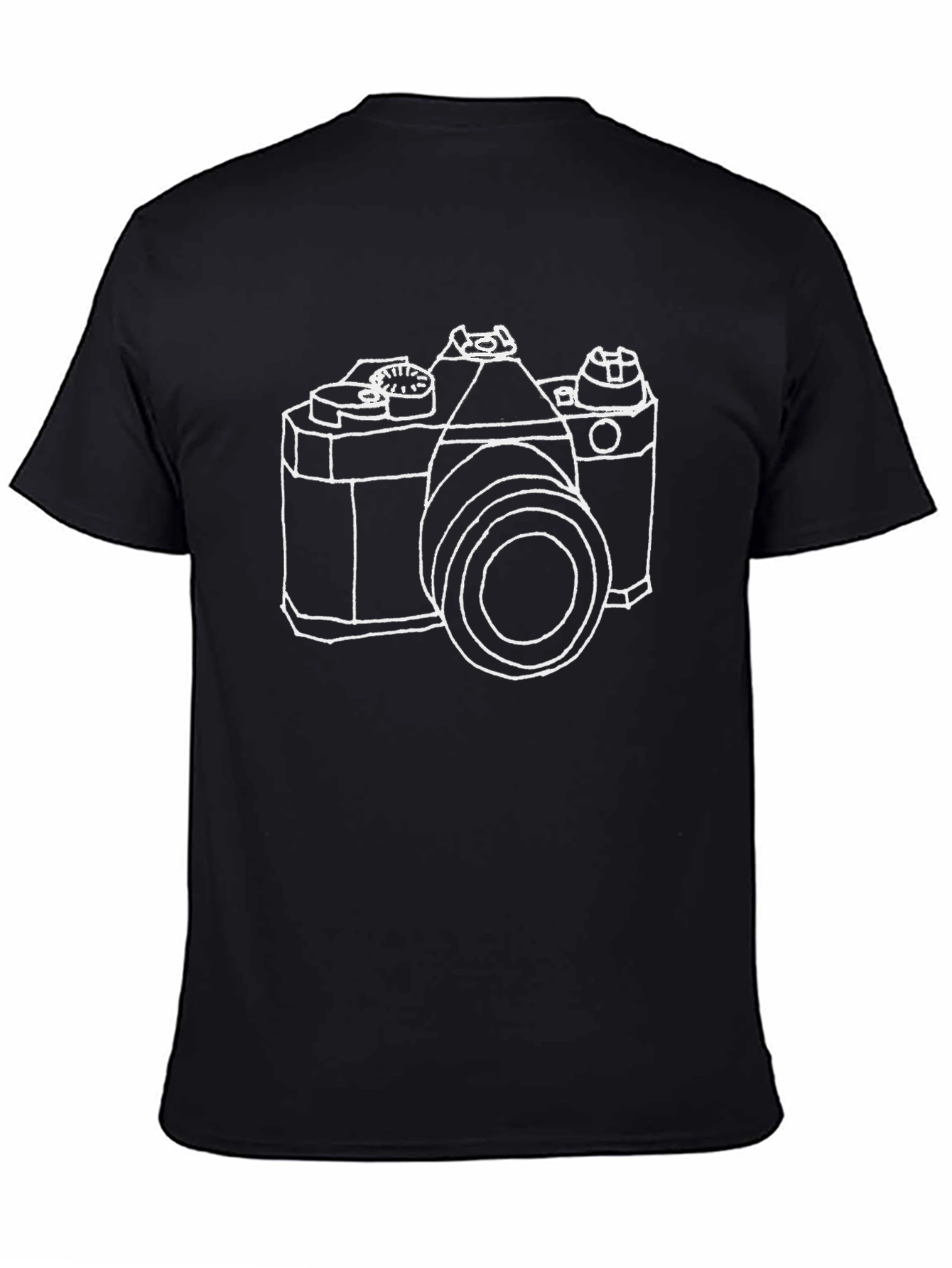 Black Retro Camera Graphic Tee - Black Casual T-Shirt view 4