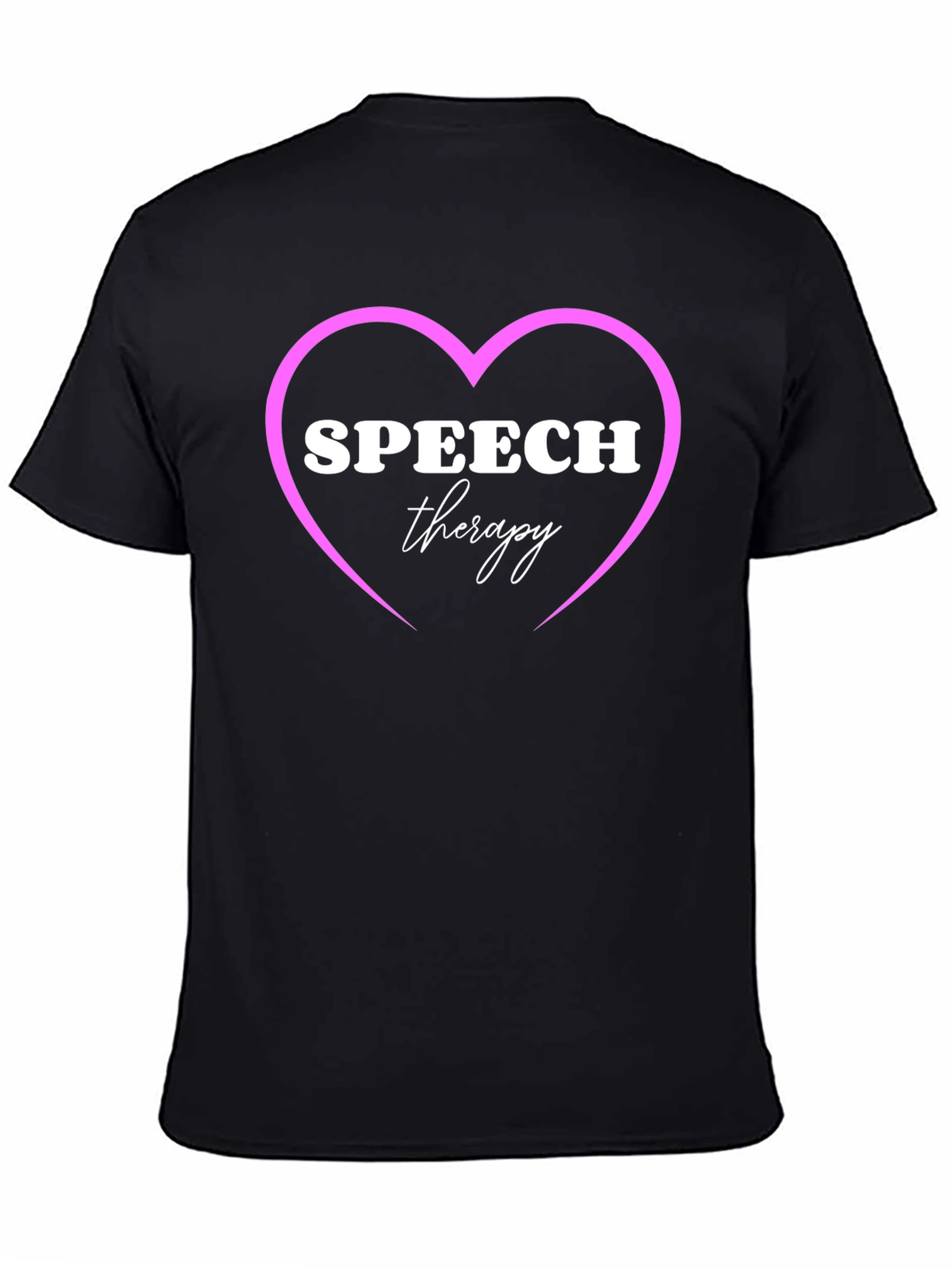 Black Speech Therapy Heart T-Shirt - Black view 4