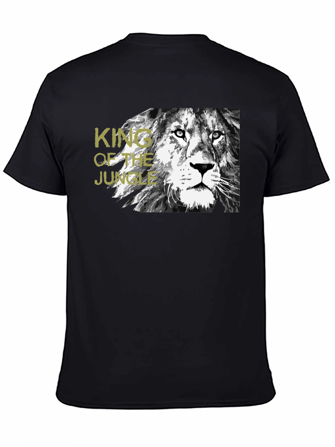 Black King of the Jungle Lion Graphic Black T-Shirt view 4