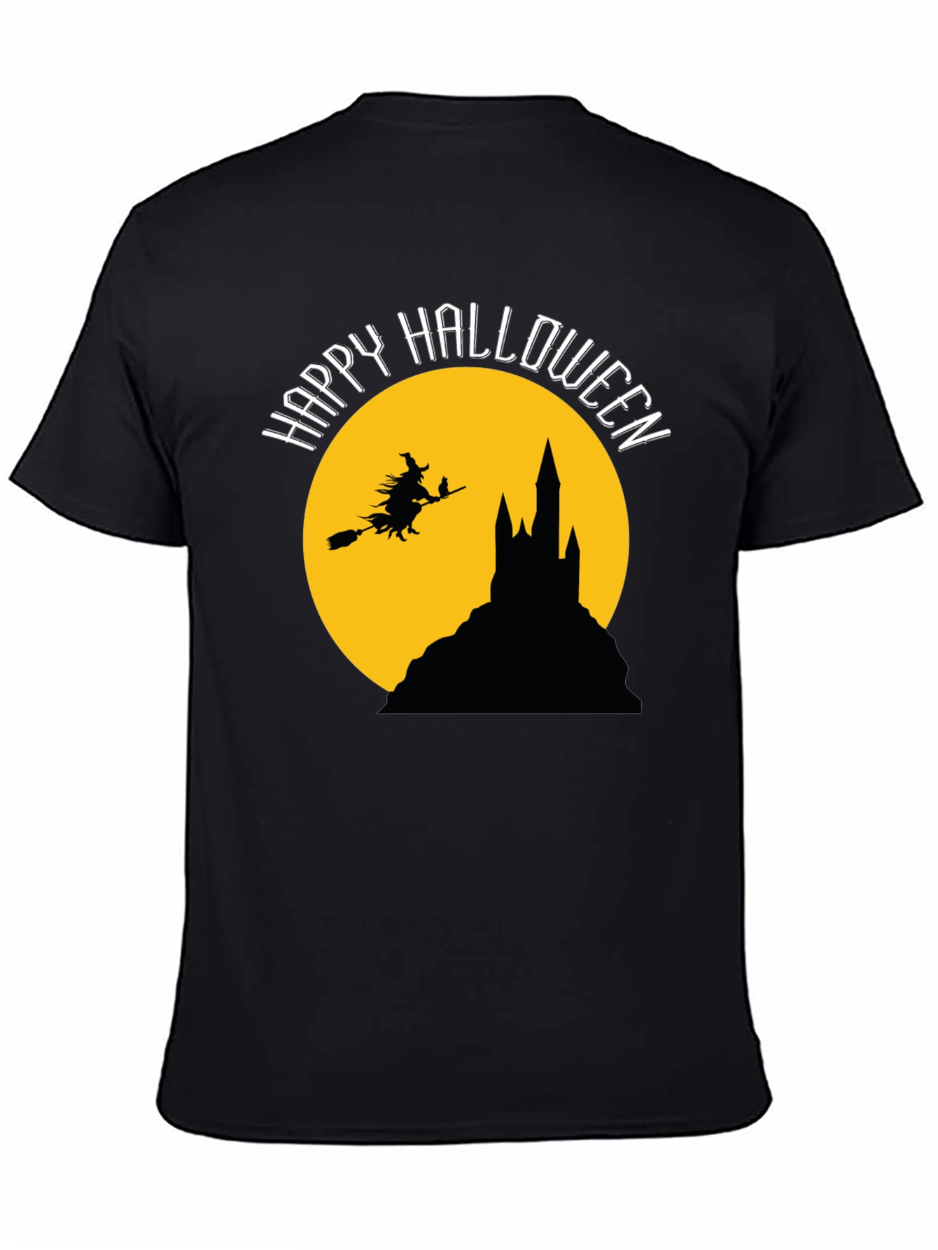 Black Happy Halloween Witch T-Shirt view 4