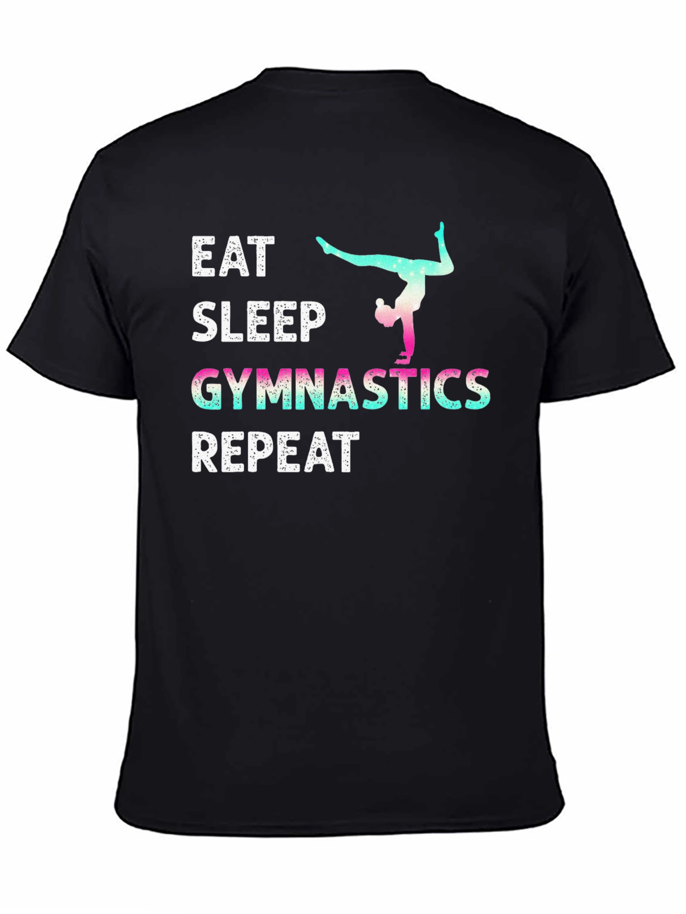 Black Eat Sleep Gymnastics Repeat T-Shirt view 4