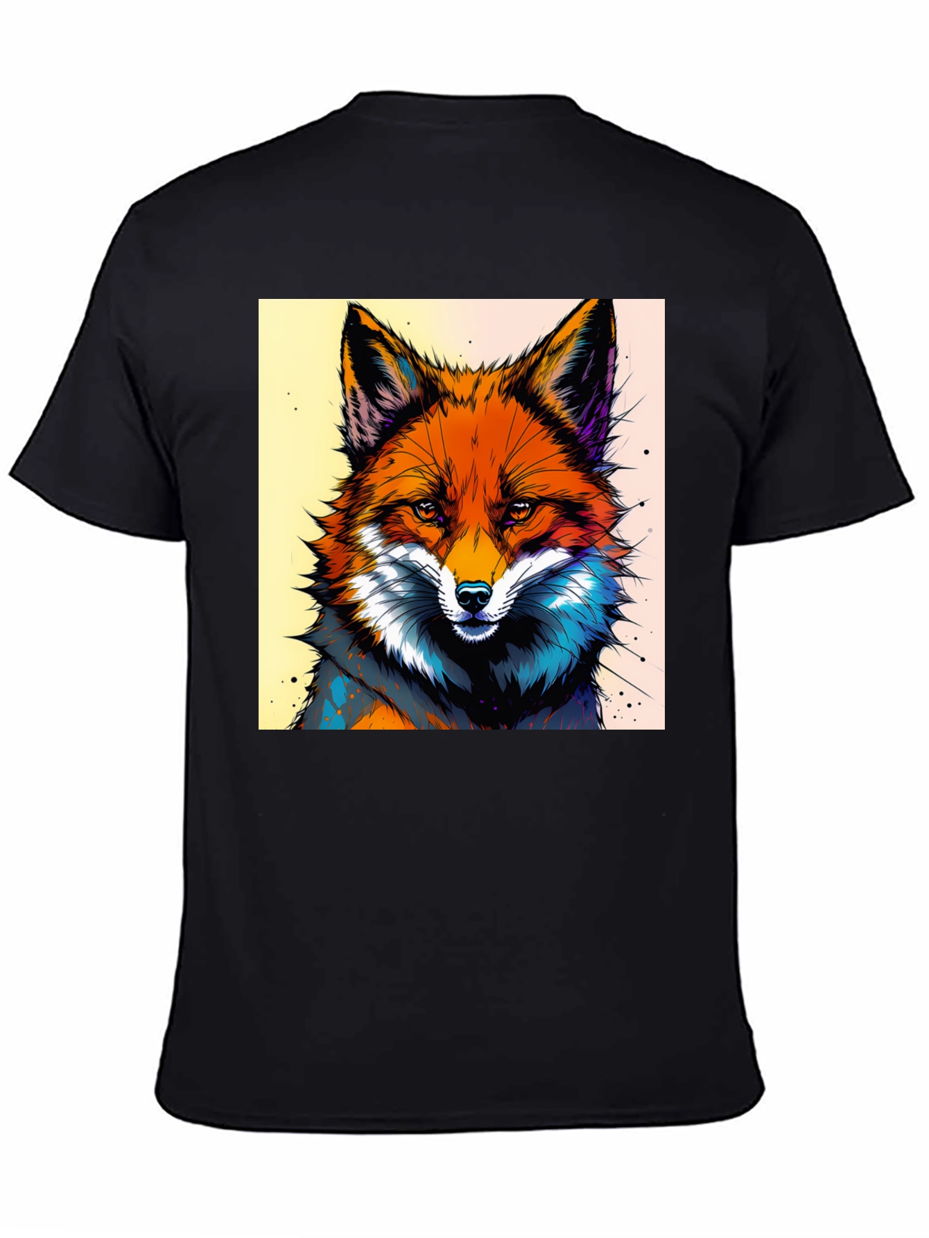 Black Artistic Fox Graphic Tee - Stylish & Unique view 4