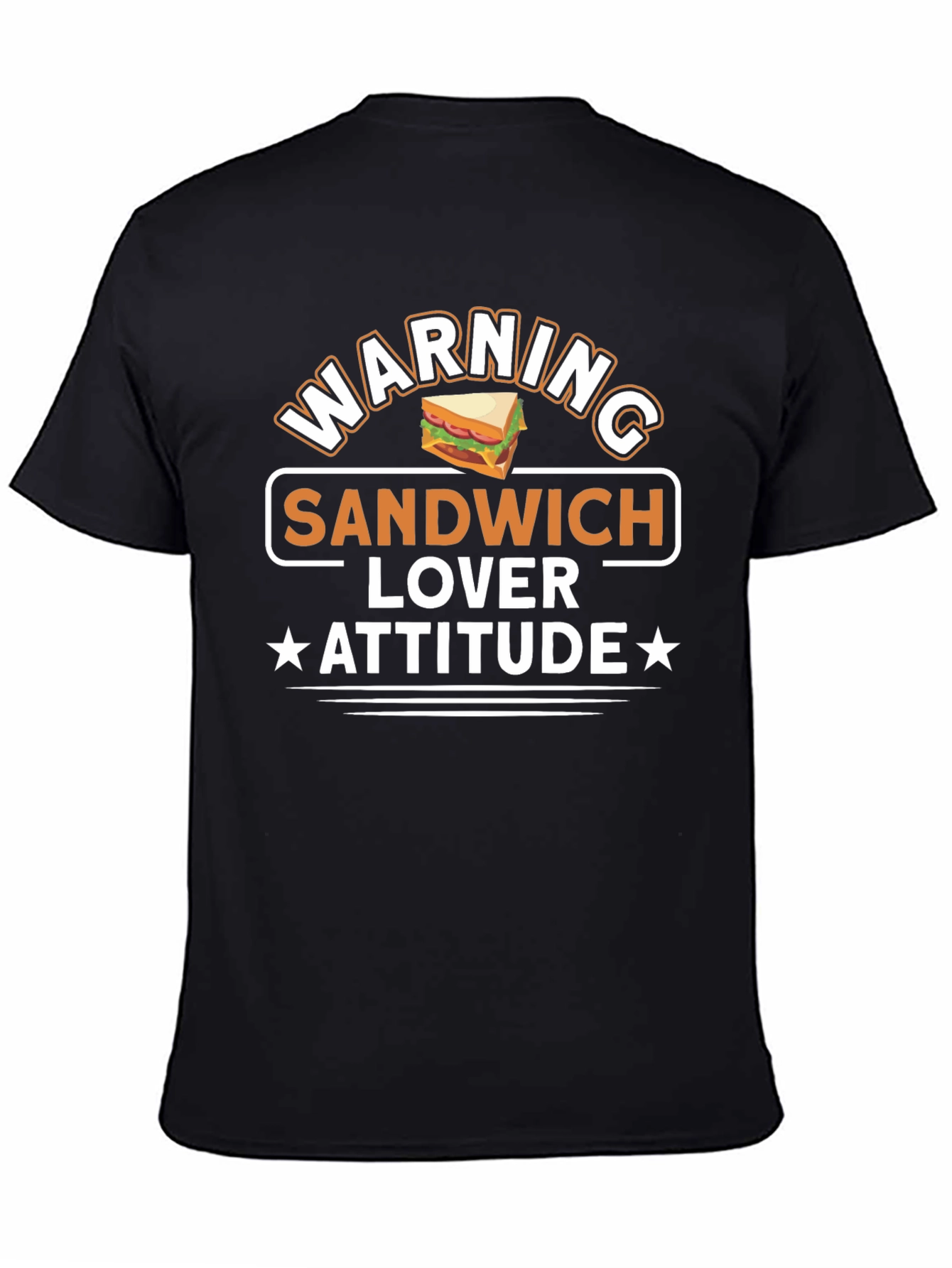 Black Sandwich Lover Attitude T-Shirt - Funny Foodie Tee view 4
