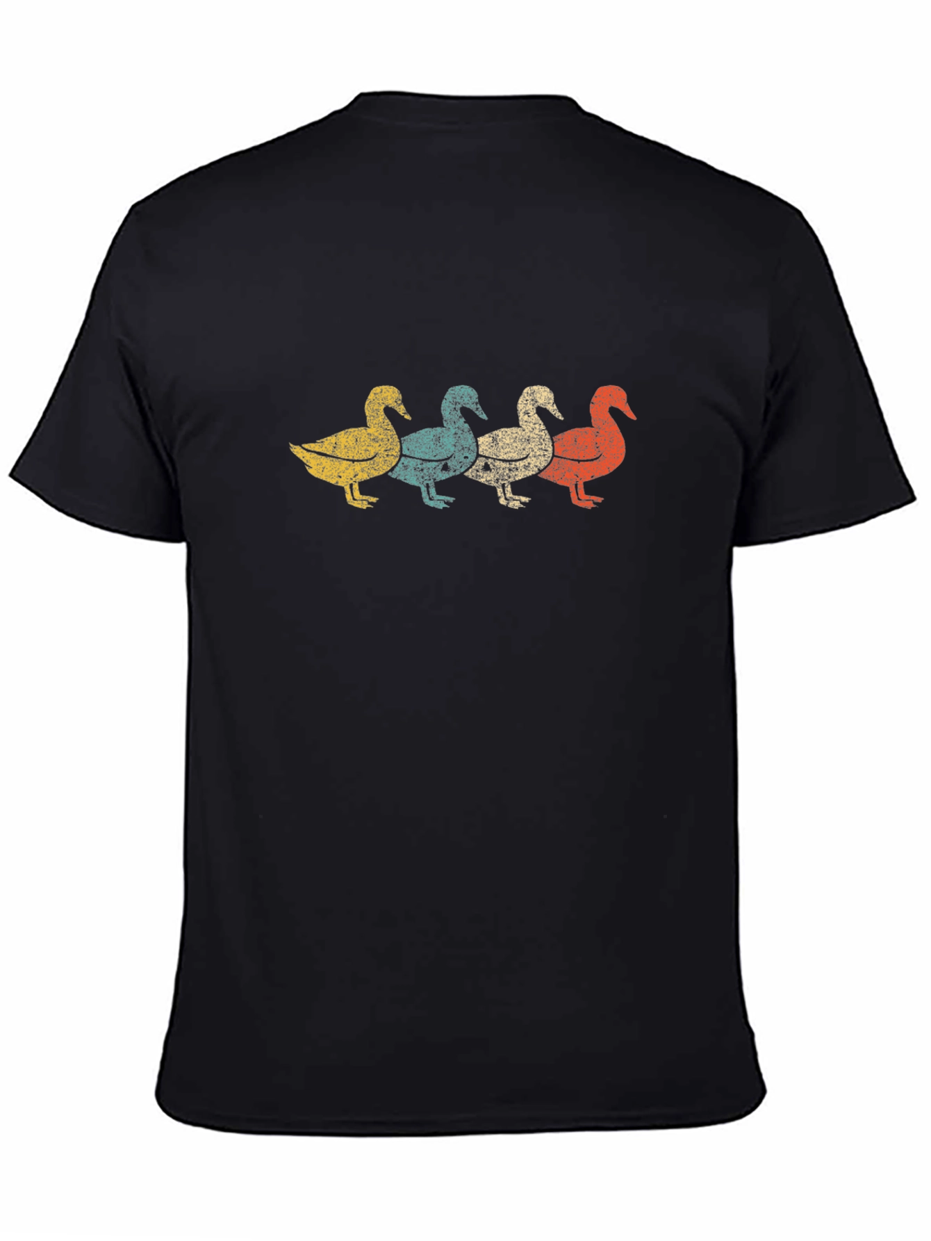 Black Retro Duck Row Graphic Tee - Classic Black T-Shirt view 4