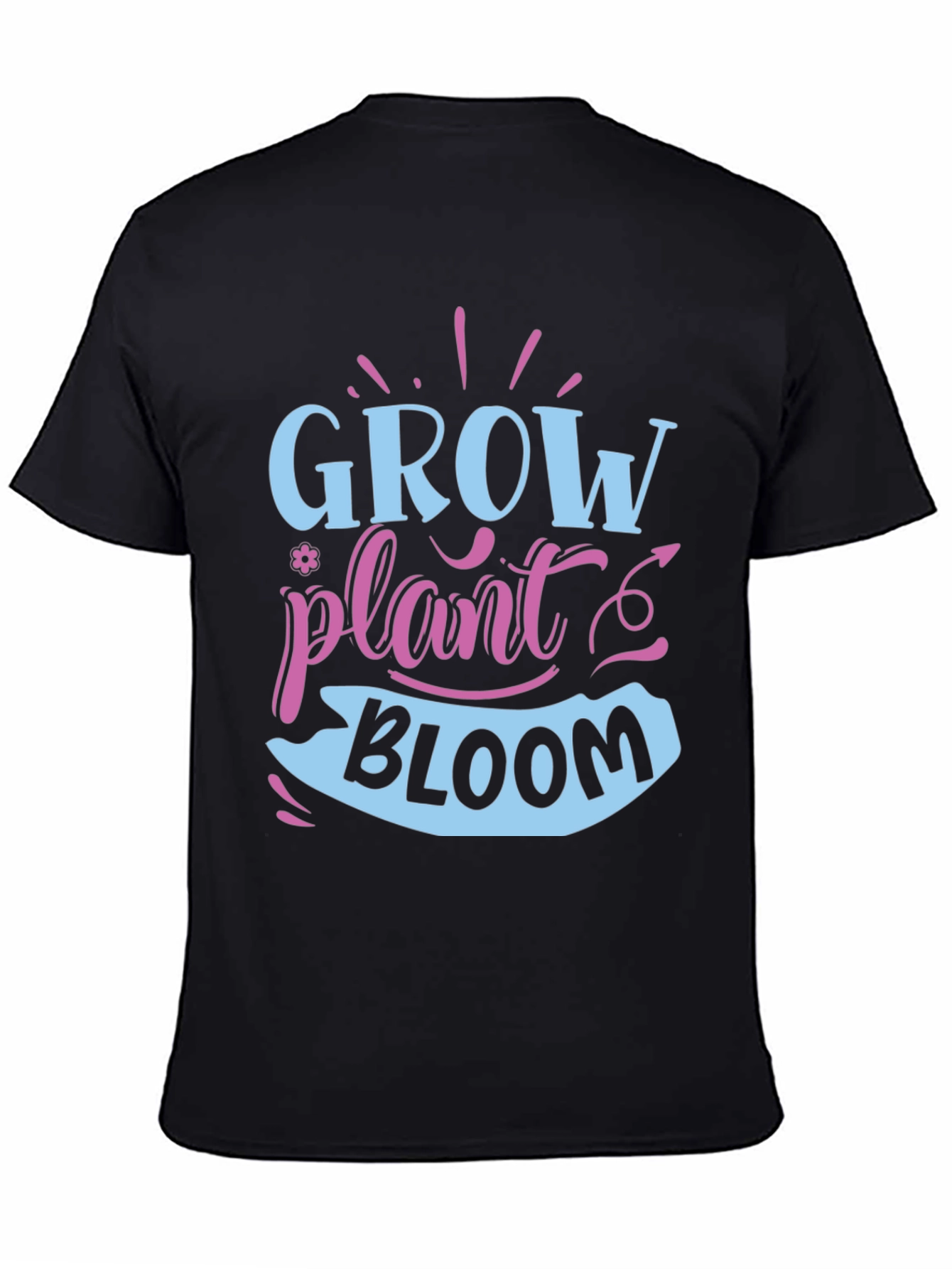 Black Grow Plant Bloom T-Shirt - Gardening Shirt view 4