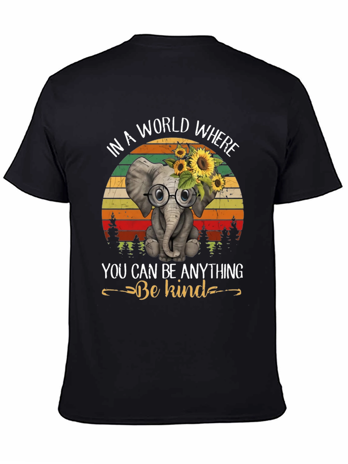 Black Be Kind Elephant T-Shirt: World Where You Can Be Anything view 4