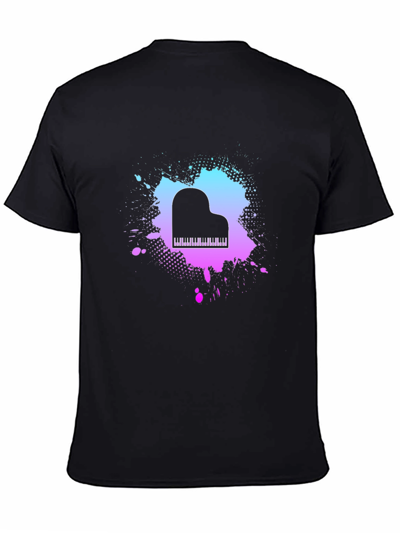 Black Piano Splash Graphic Tee - Music Lover's T-Shirt view 4