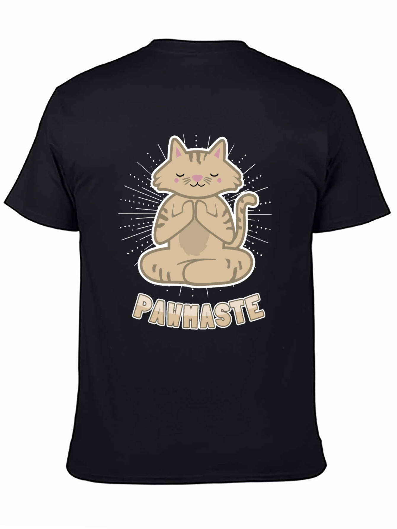 Black Meditating Cat Tee - Pawhaste Design view 4