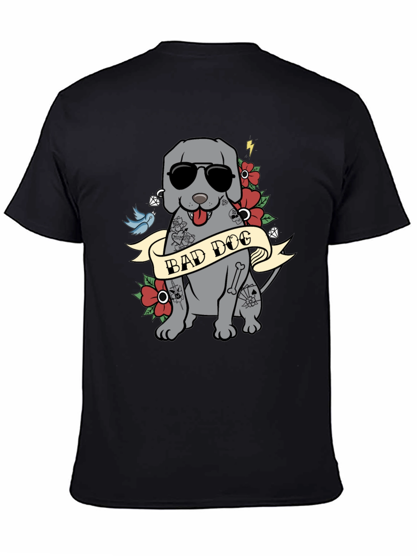 Bad Dog Tattoo Style T-Shirt - Men's Graphic Tee - 4
