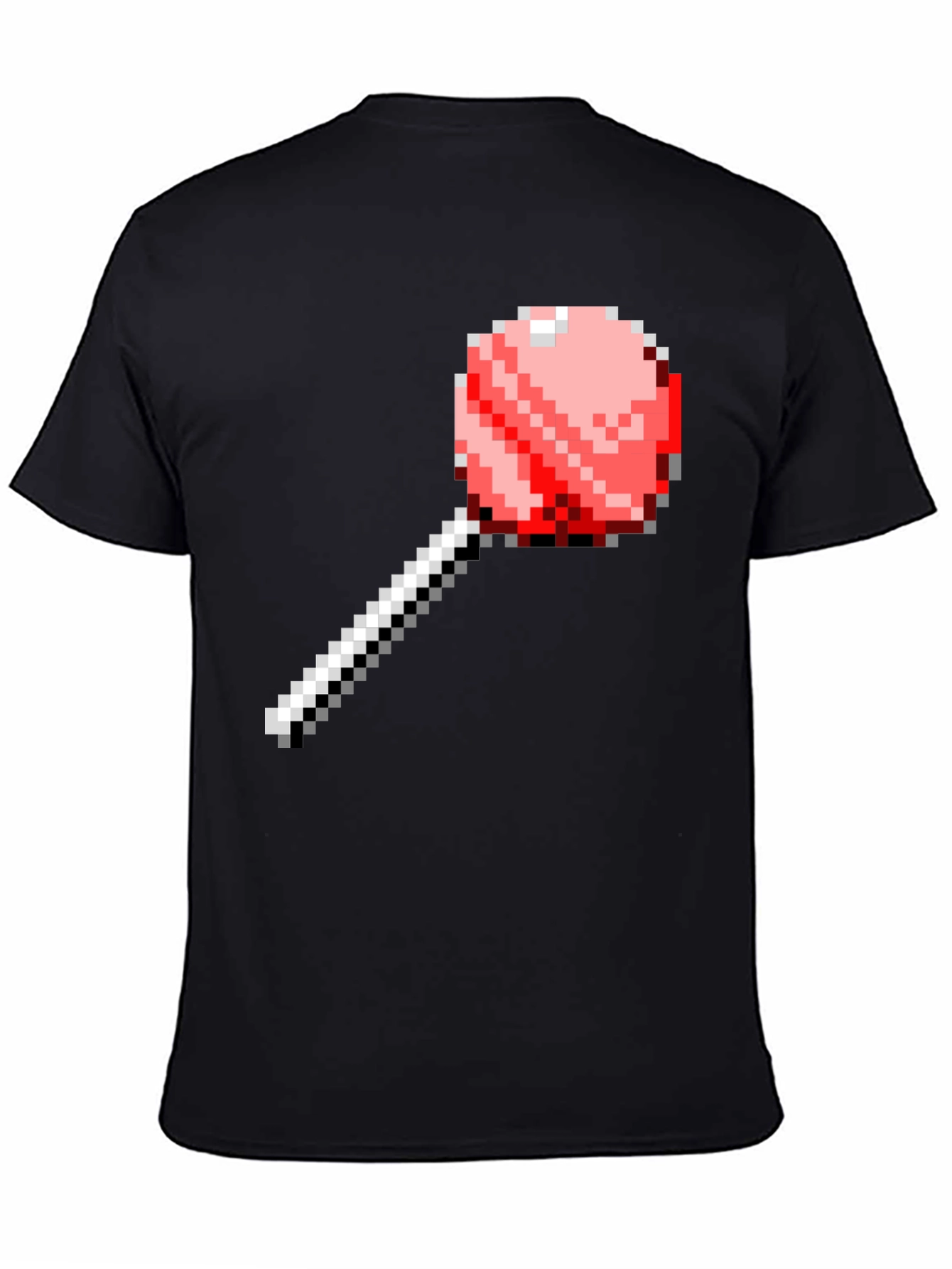 Black Pixel Lollipop Graphic Tee - Novelty Fashion view 4