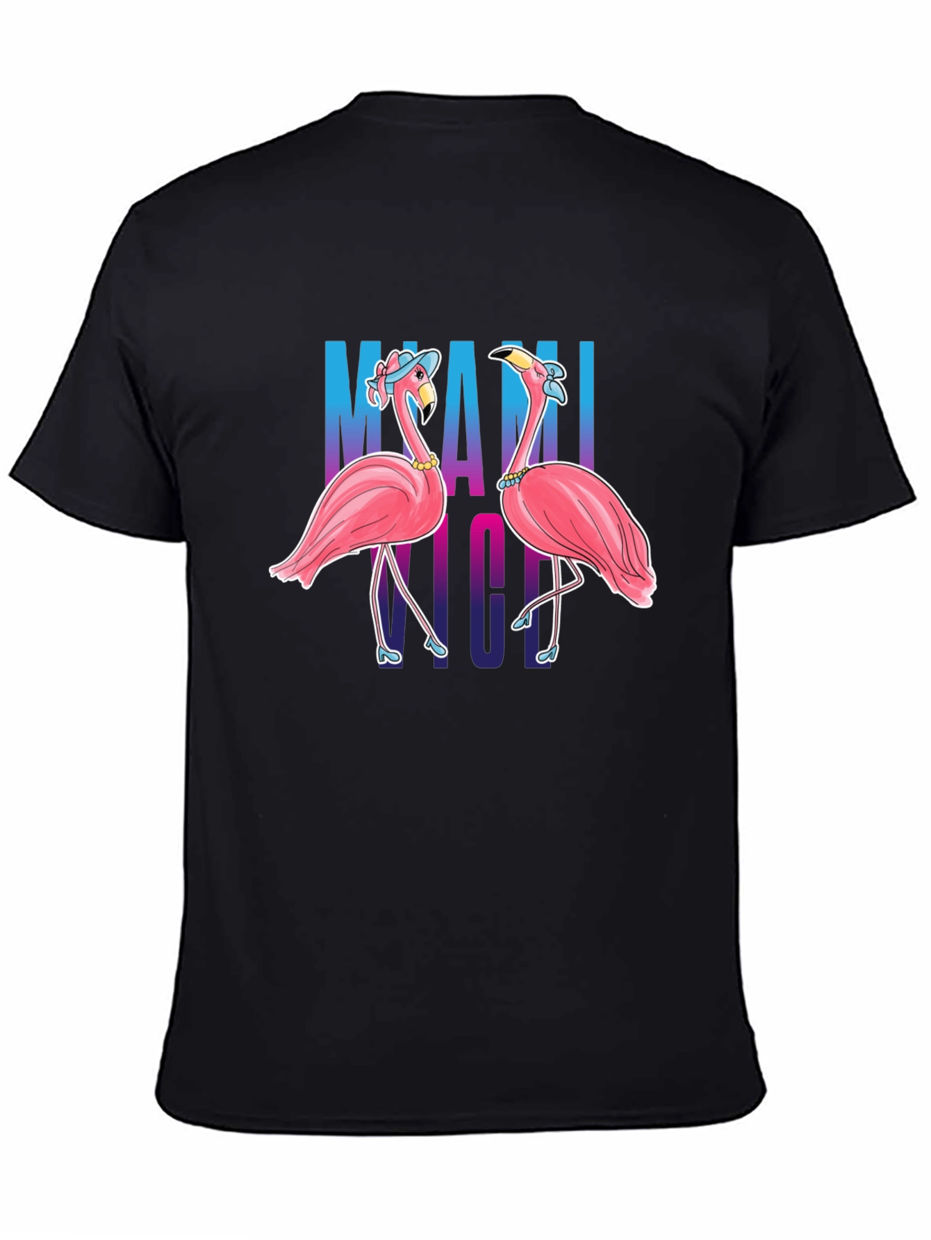 Black Miami Nights Flamingo T-Shirt view 4