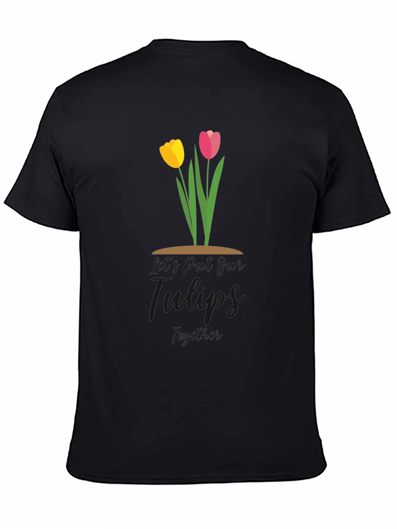 Black Tulips Together Black T-Shirt view 4