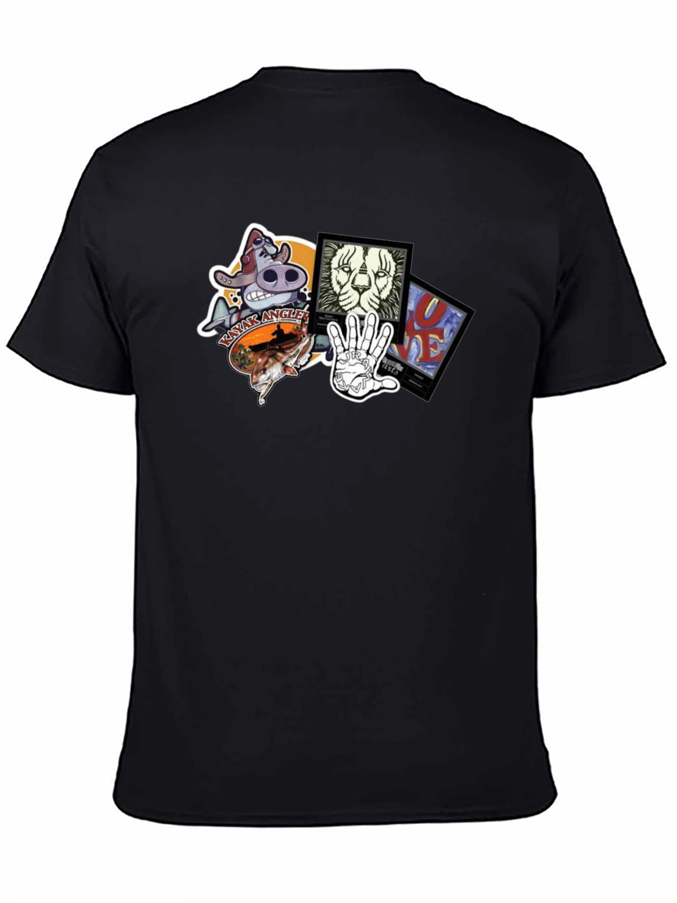 Black Novelty Graphic Print Crew Neck T-Shirt view 4