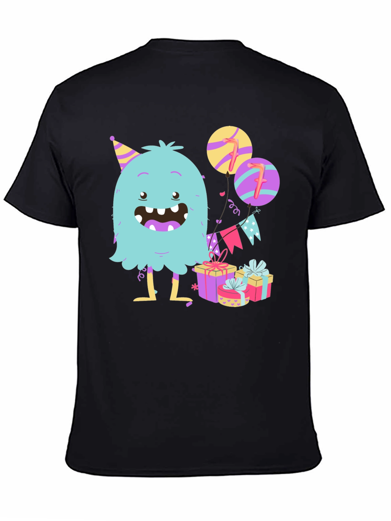 Black Birthday Monster Graphic Tee - 7th Birthday! view 4