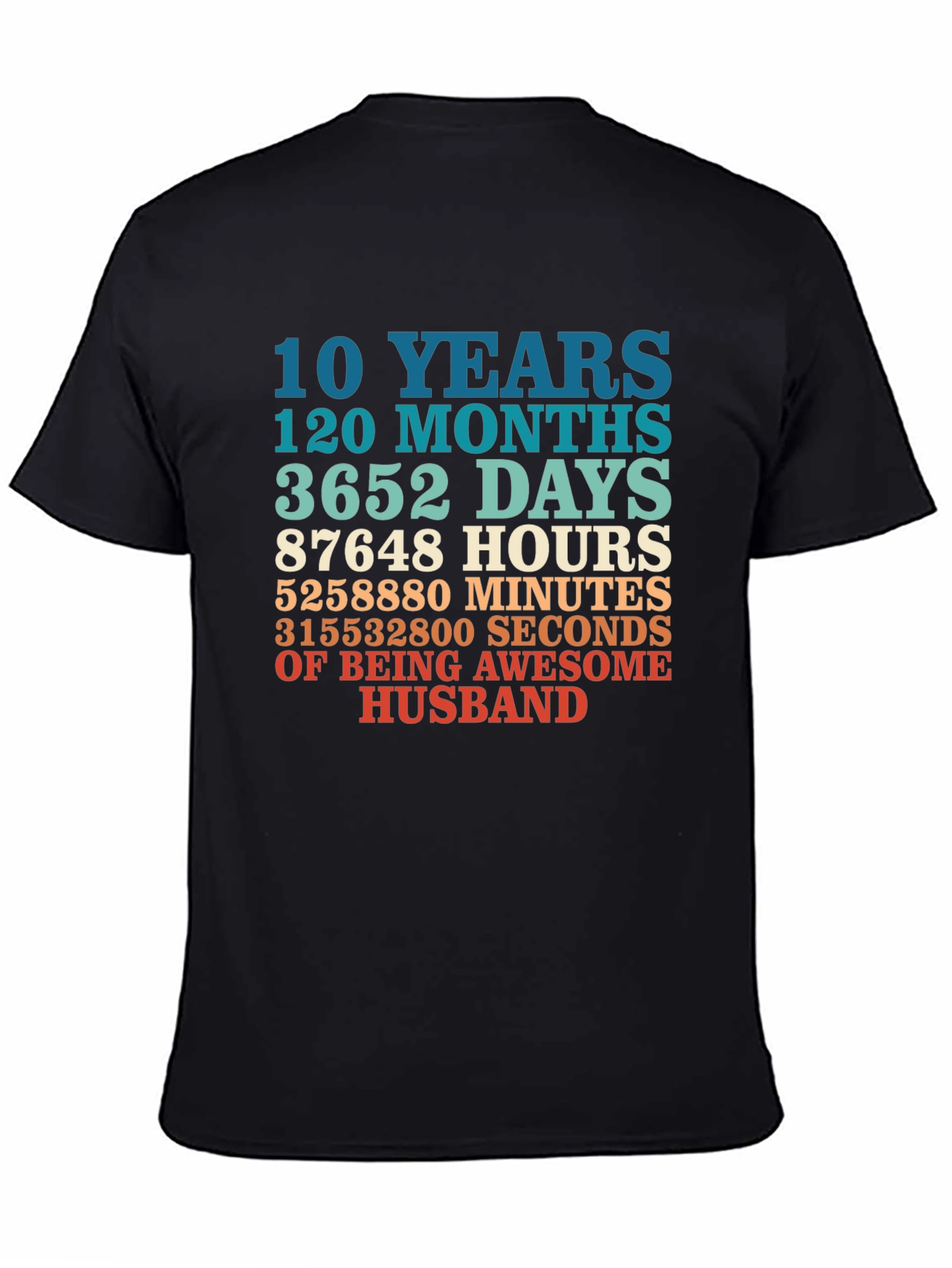 Black 10 Year Anniversary Husband T-Shirt view 4