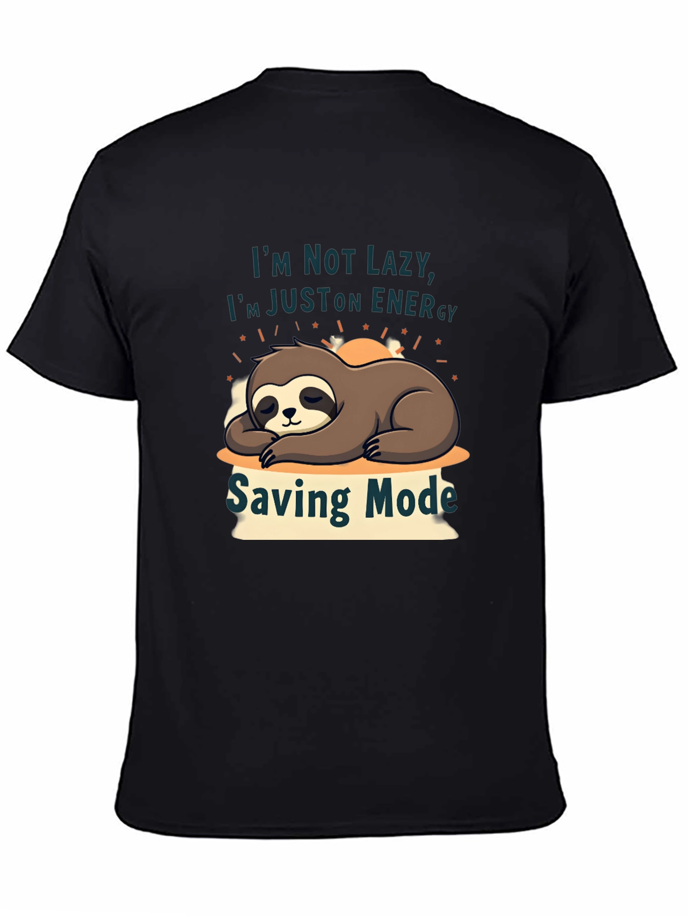 Black Sloth Energy Saving Mode T-Shirt - Funny Graphic Tee view 4