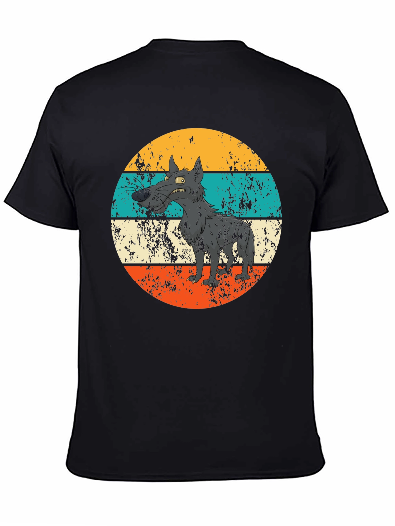 Black Retro Grumpy Wolf Graphic Tee view 4