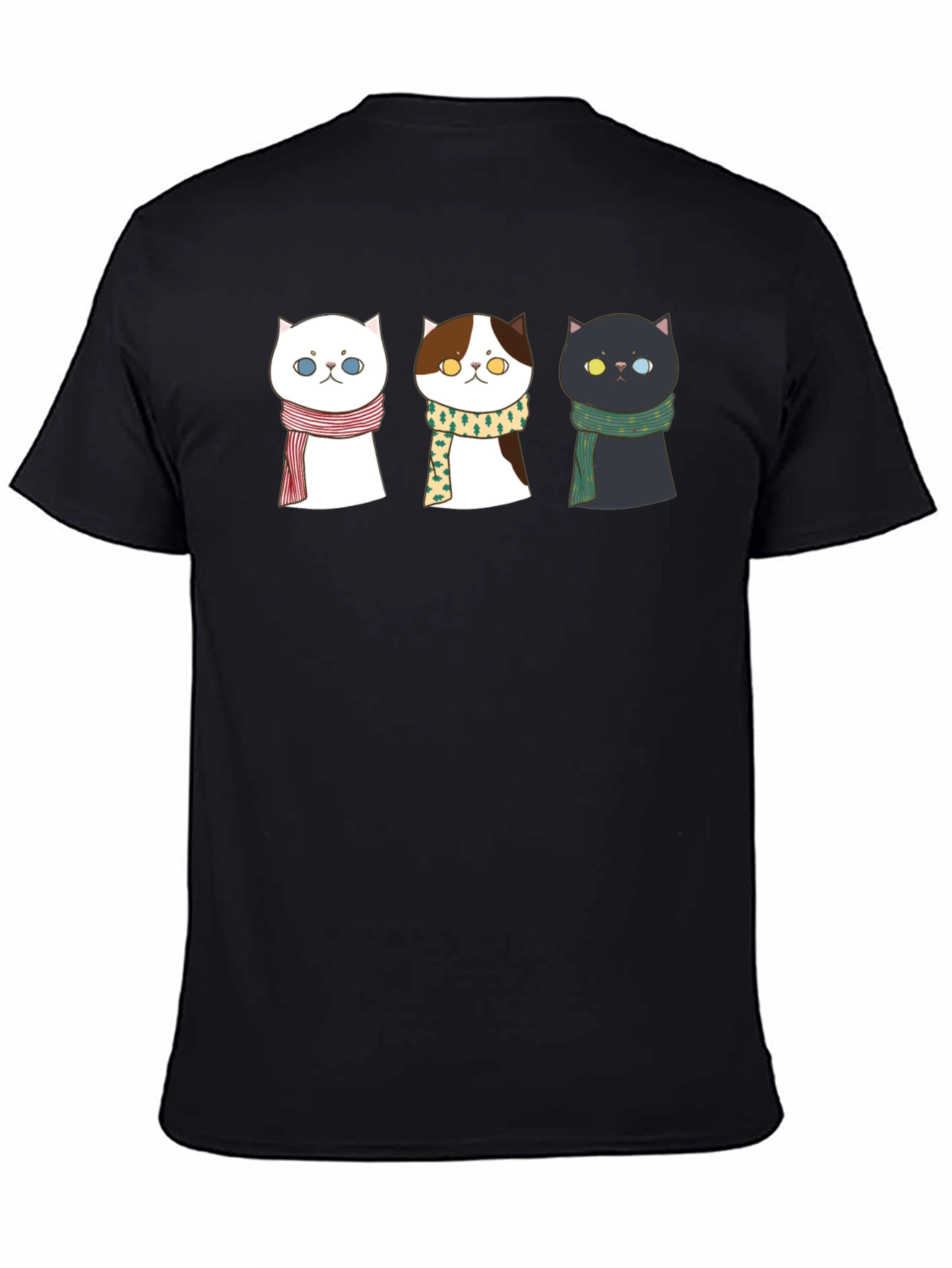Black Cute Cat T-Shirt with Scarves view 4