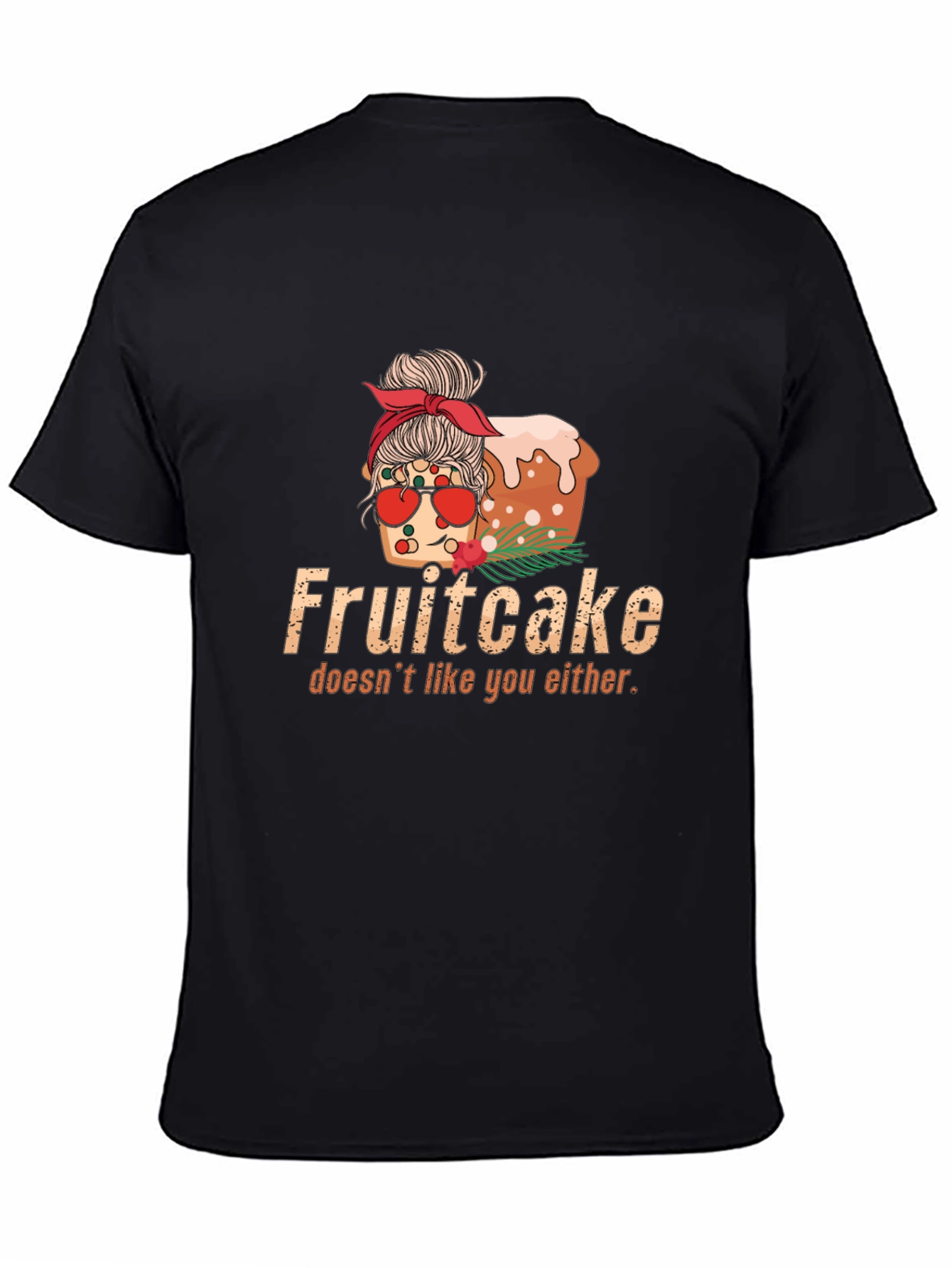 Black Fruitcake Graphic Tee - Funny Holiday Shirt view 4