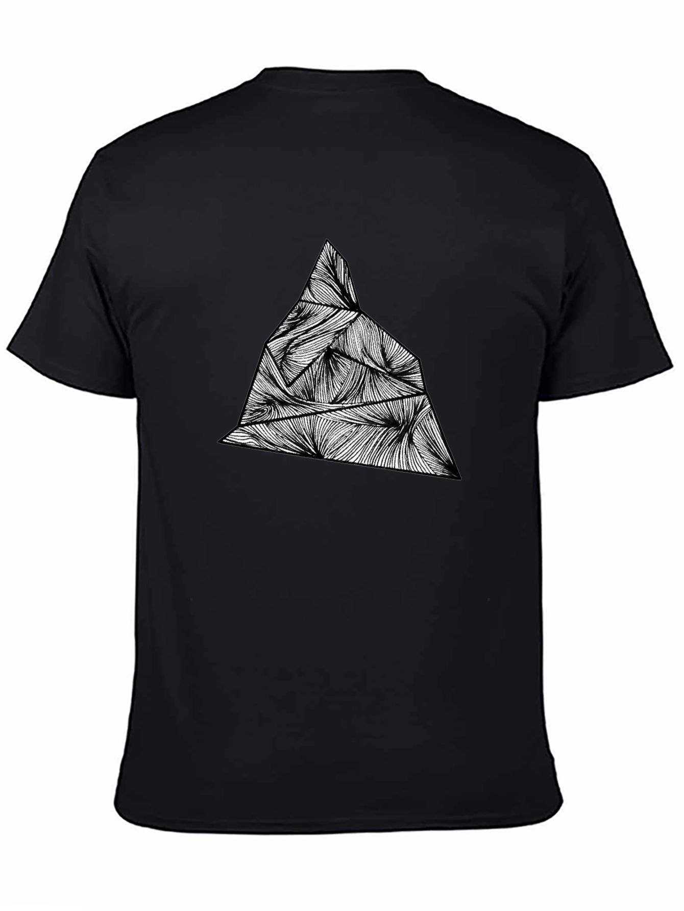 Black Geometric Mountain Tee - Abstract Peak Design view 4