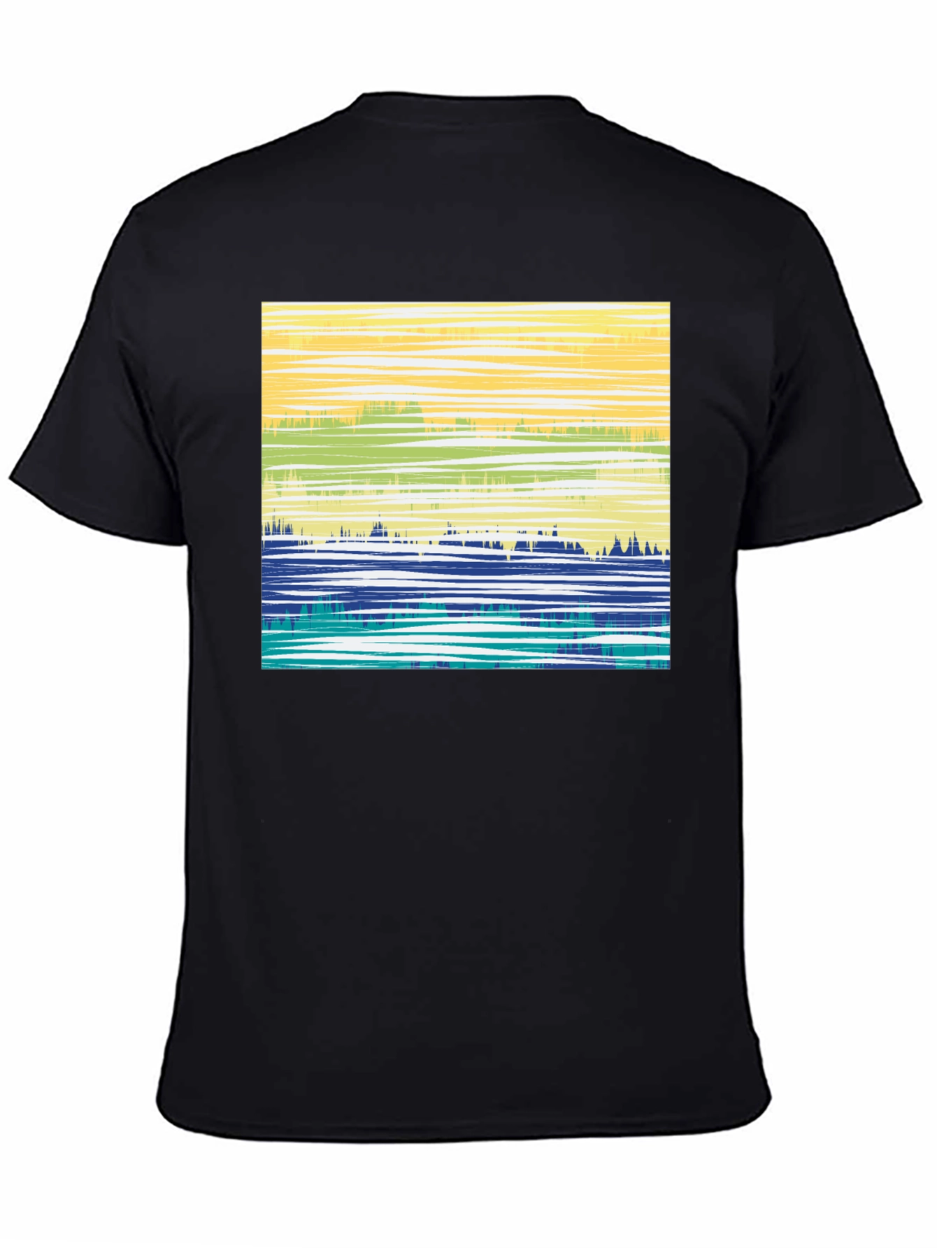 Black Abstract Horizon Graphic T-Shirt - Black view 4