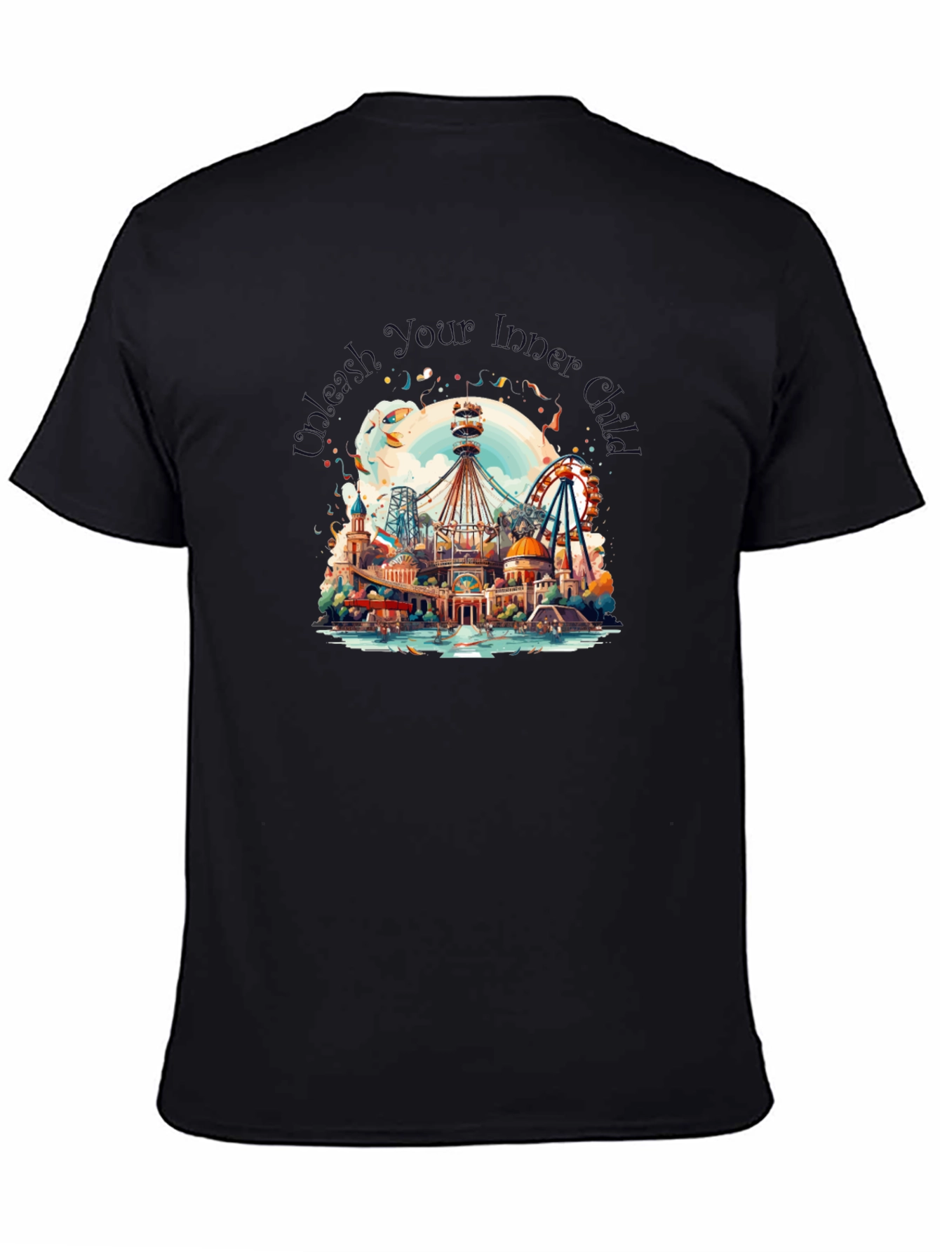 Black Whimsical Amusement Park Graphic Tee view 4
