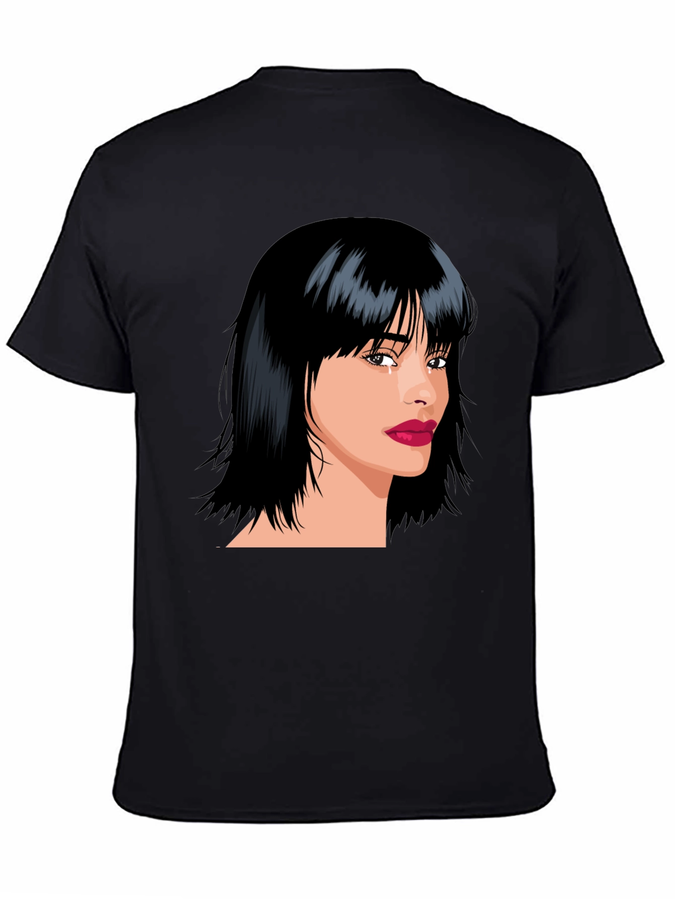 Black Stylish Woman Portrait Graphic Black T-Shirt view 4