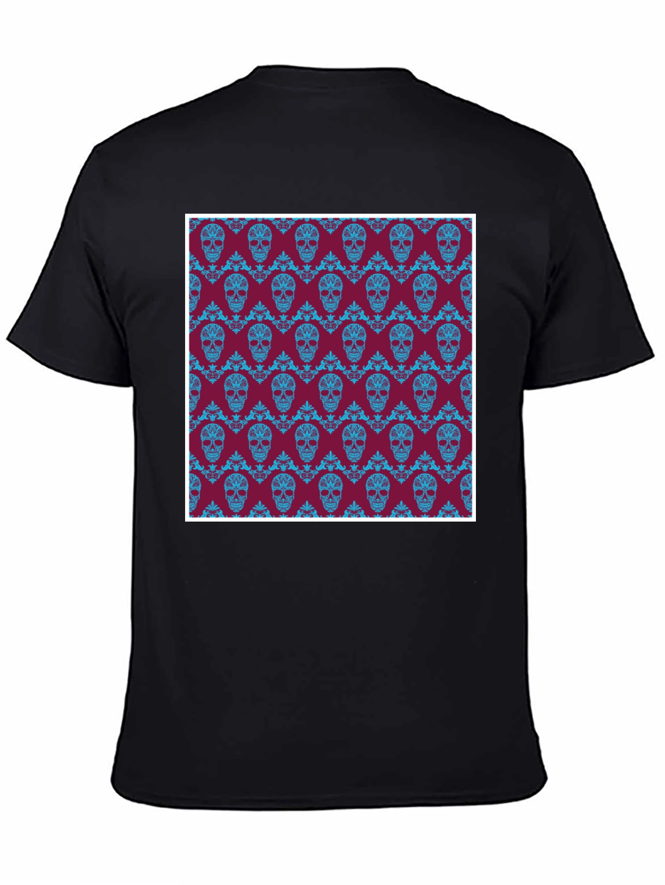Black Skull Pattern T-Shirt view 4