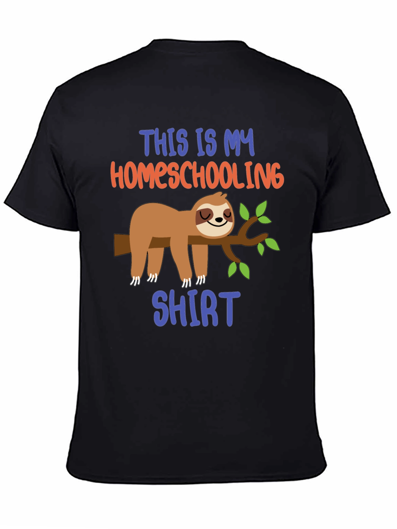 Black Homeschooling Sloth T-Shirt, Funny Tee view 4