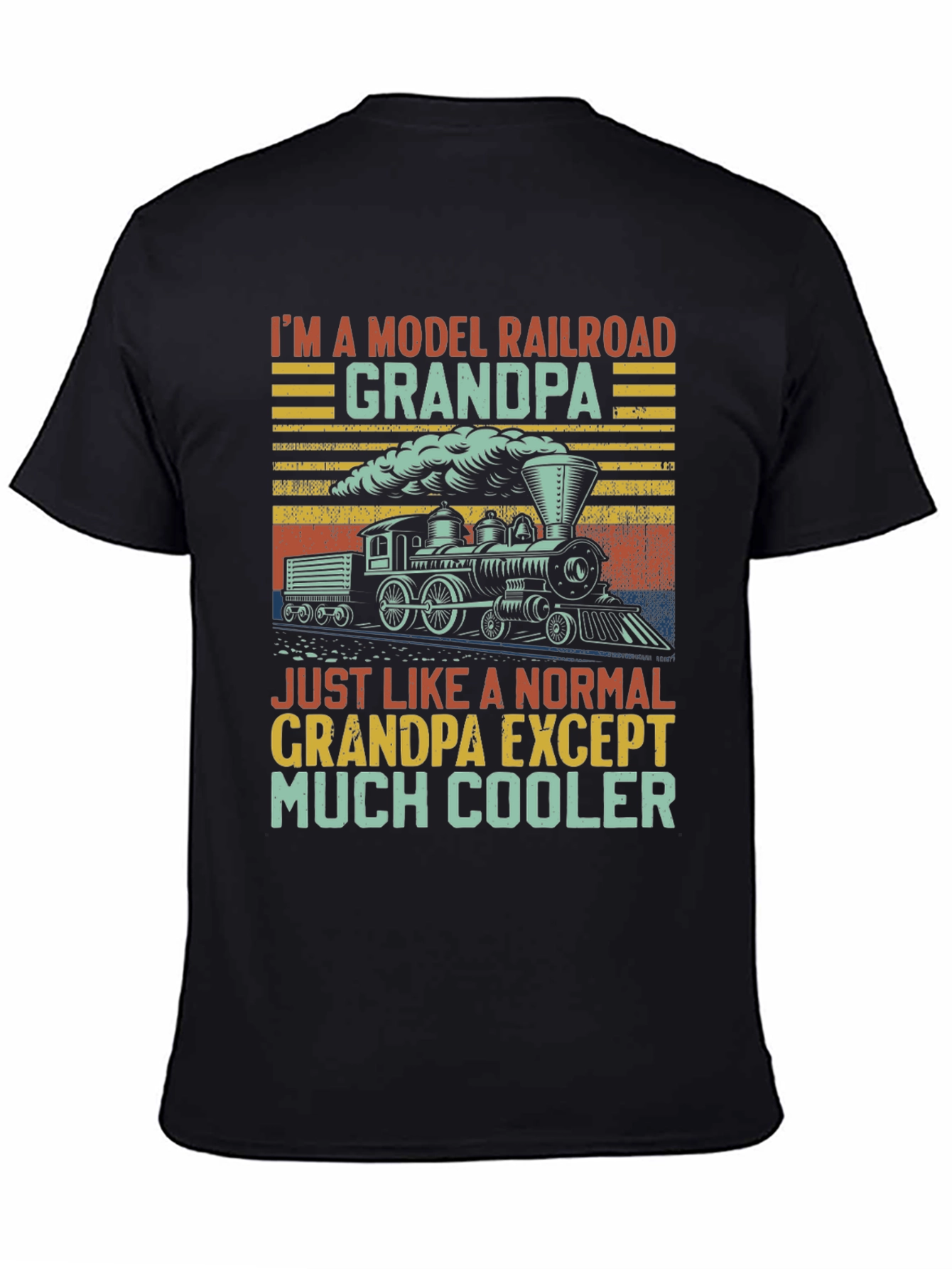 Black Model Railroad Grandpa T-Shirt - Much Cooler view 4