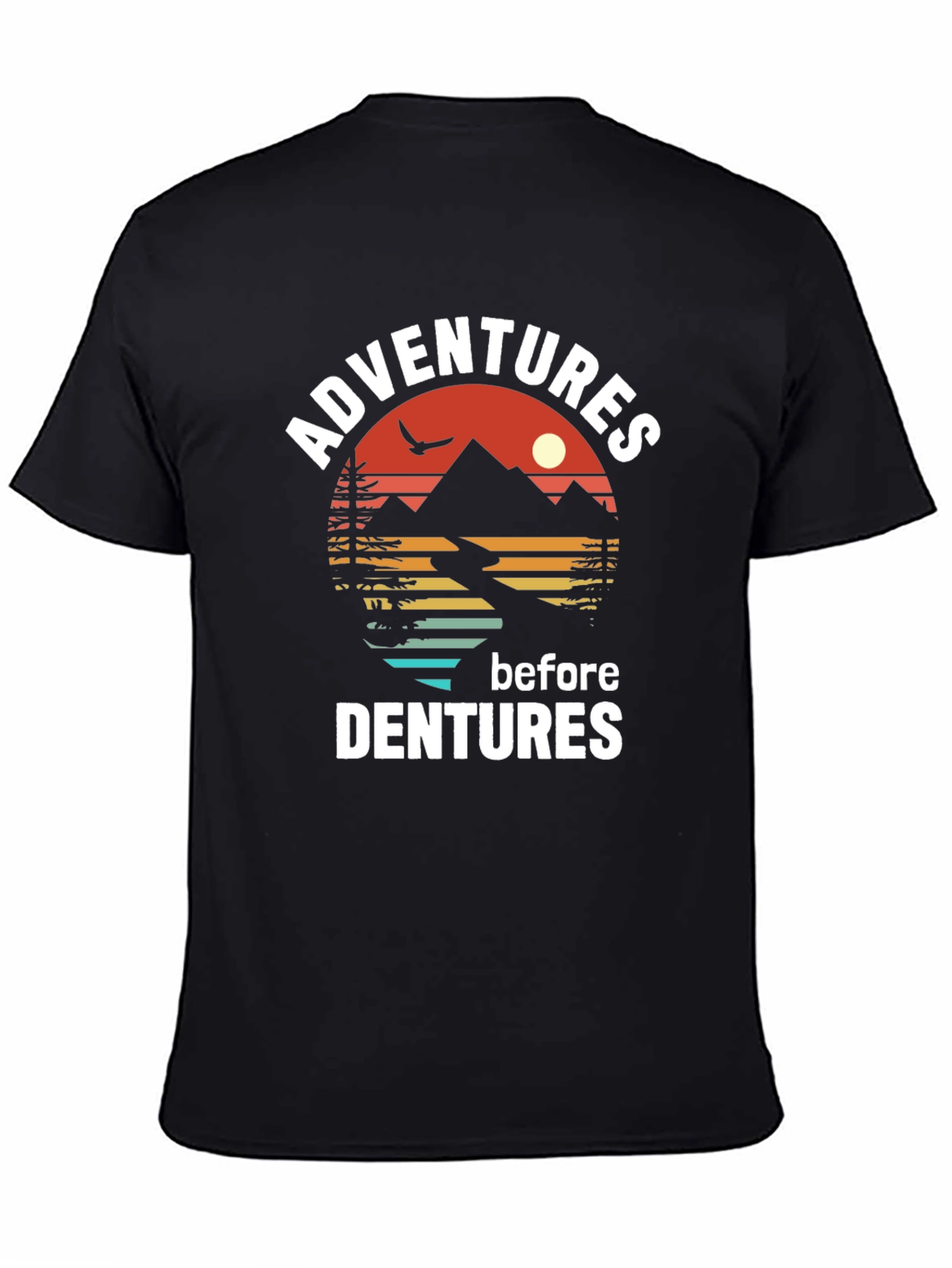 Black Adventure Before Dentures Graphic Tee - Black Cotton T-Shirt view 4